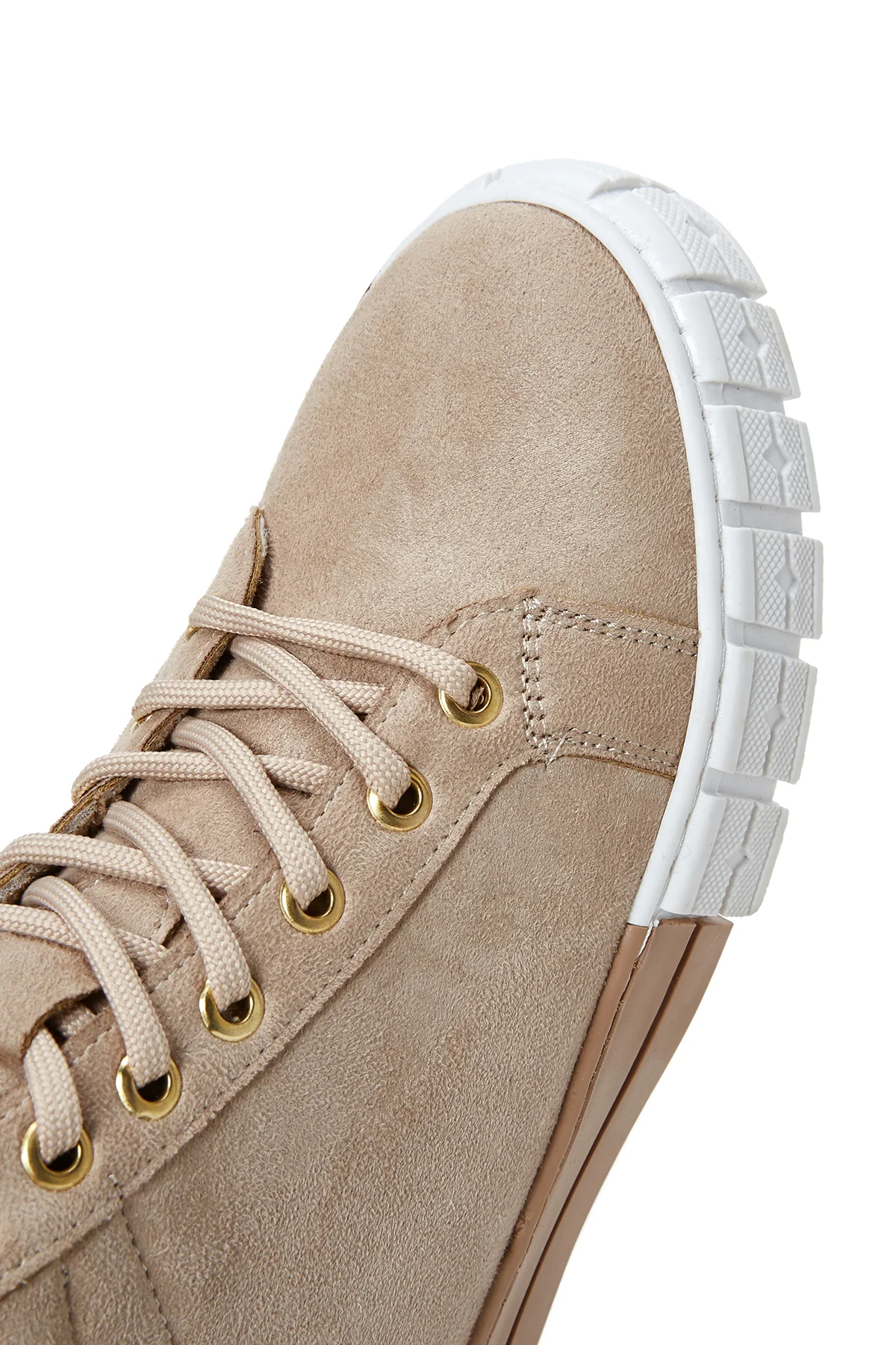 Kadın Bej Süet Bilekli Sneaker - Image 8