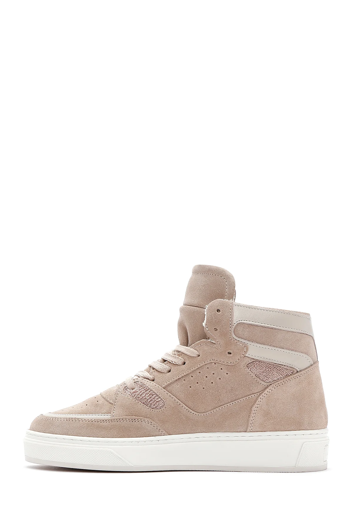 Kadın Bej Süet Deri Bilekli Sneaker - Image 2