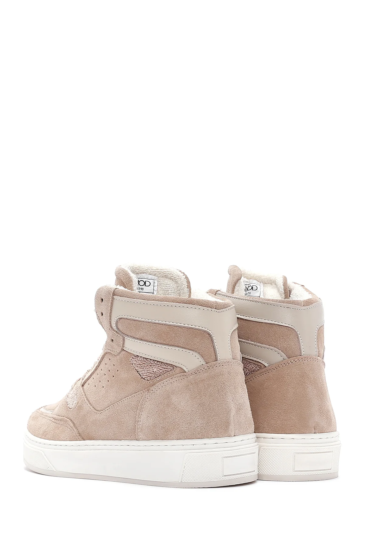 Kadın Bej Süet Deri Bilekli Sneaker - Image 5