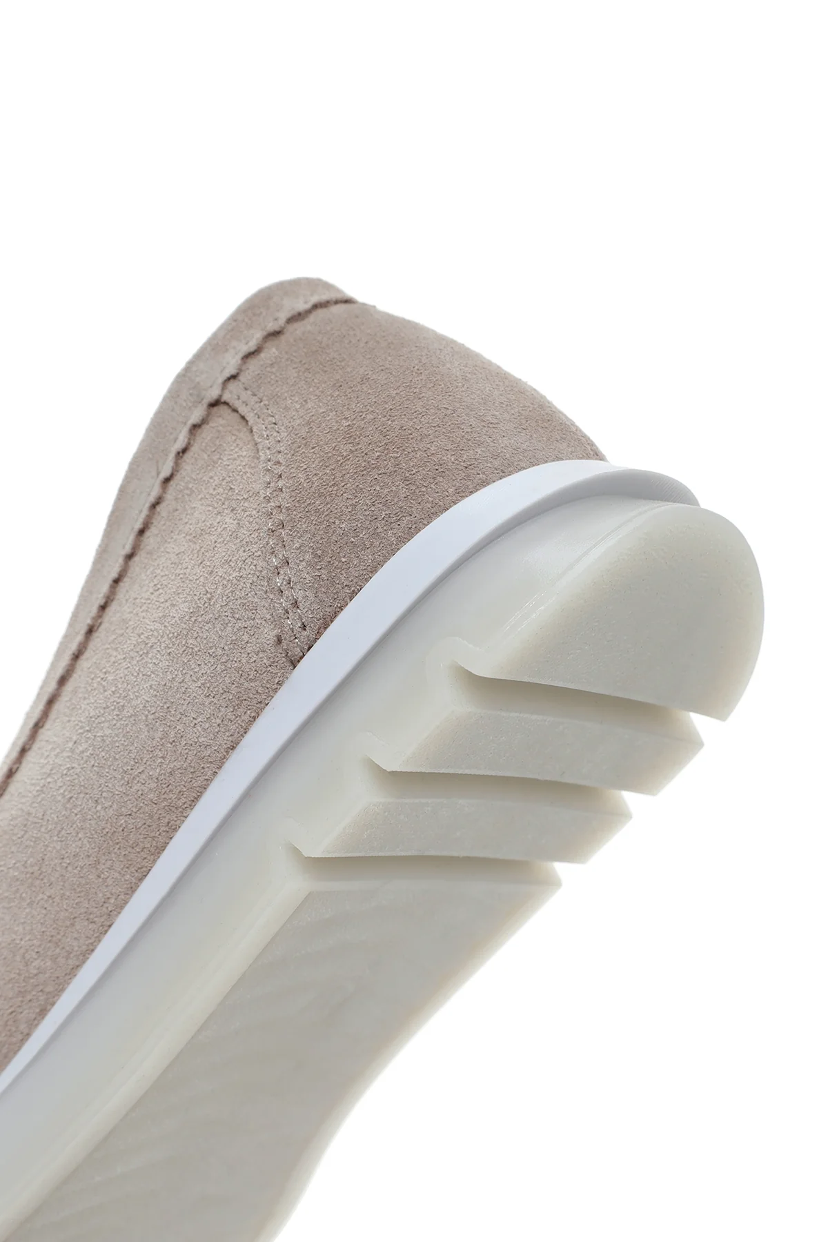 Kadın Bej Süet Deri Comfort Loafer - Image 10