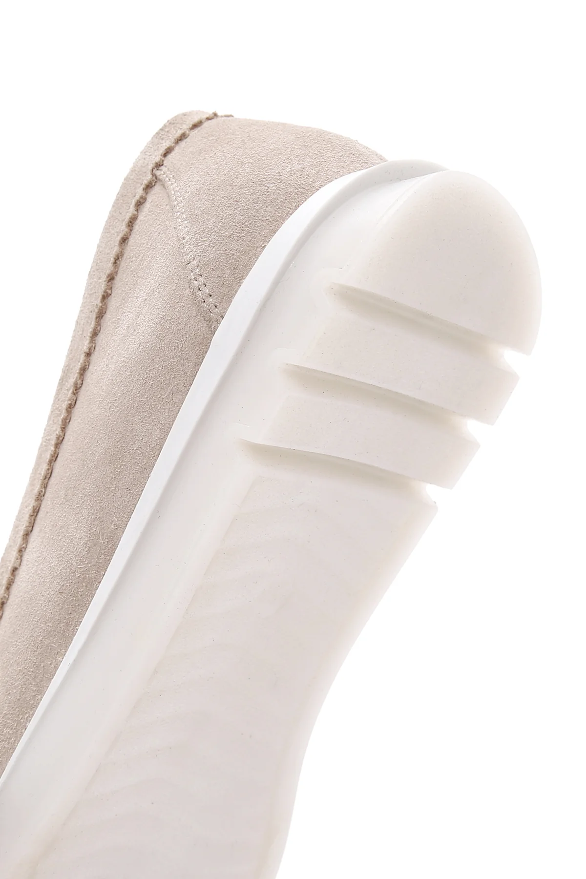 Kadın Bej Süet Deri Comfort Loafer - Image 8
