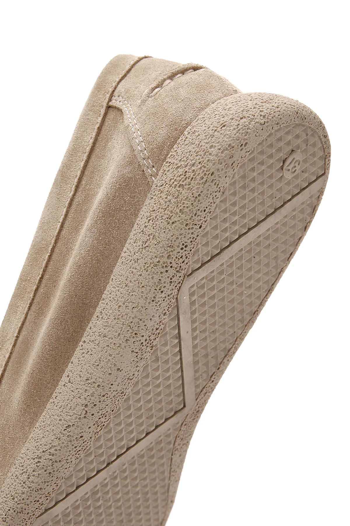 Kadın Bej Süet Deri Comfort Loafer - Image 9