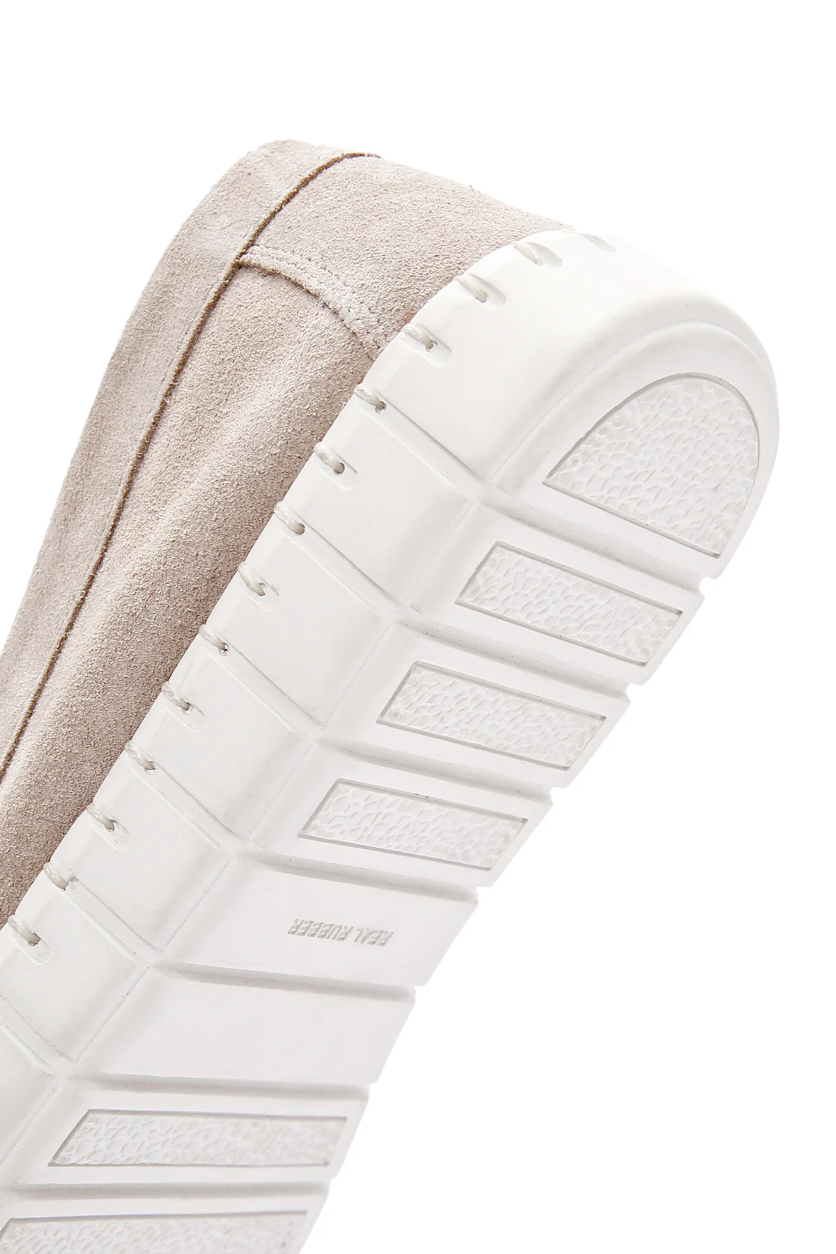 Kadın Bej Süet Deri Comfort Loafer - Image 9
