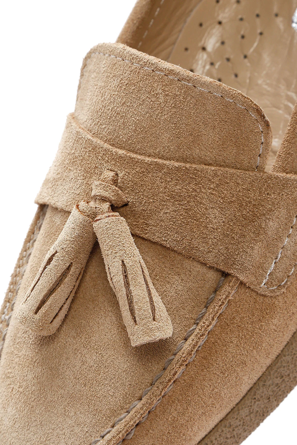 Kadın Bej Süet Deri Comfort Loafer - Image 10