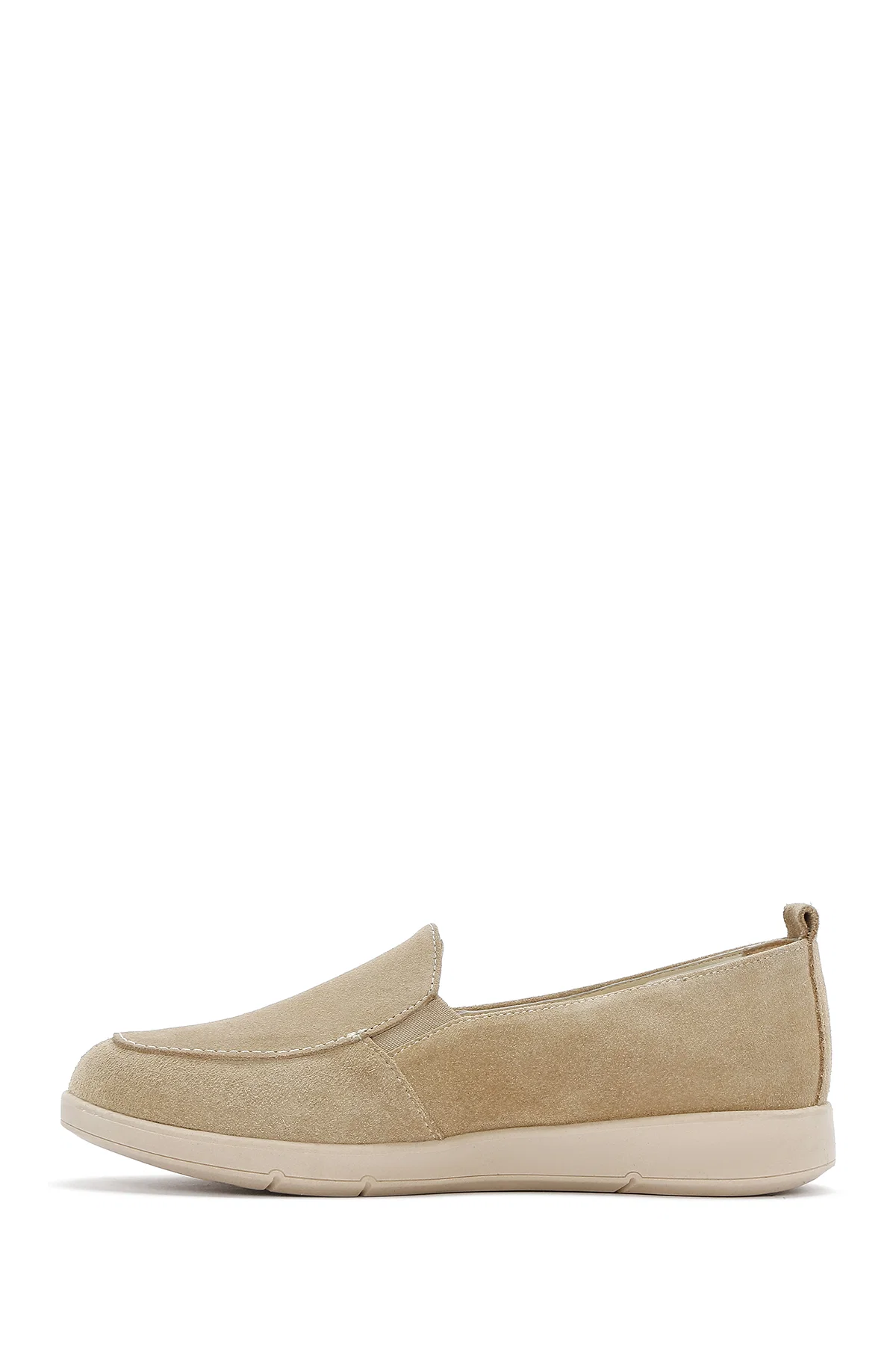 Kadın Bej Süet Deri Comfort Loafer - Image 2