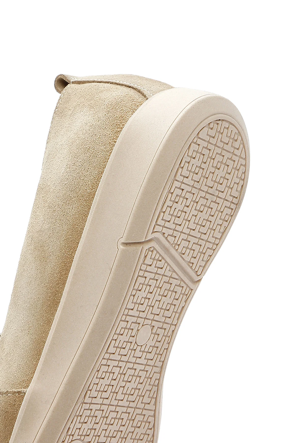 Kadın Bej Süet Deri Comfort Loafer - Image 9