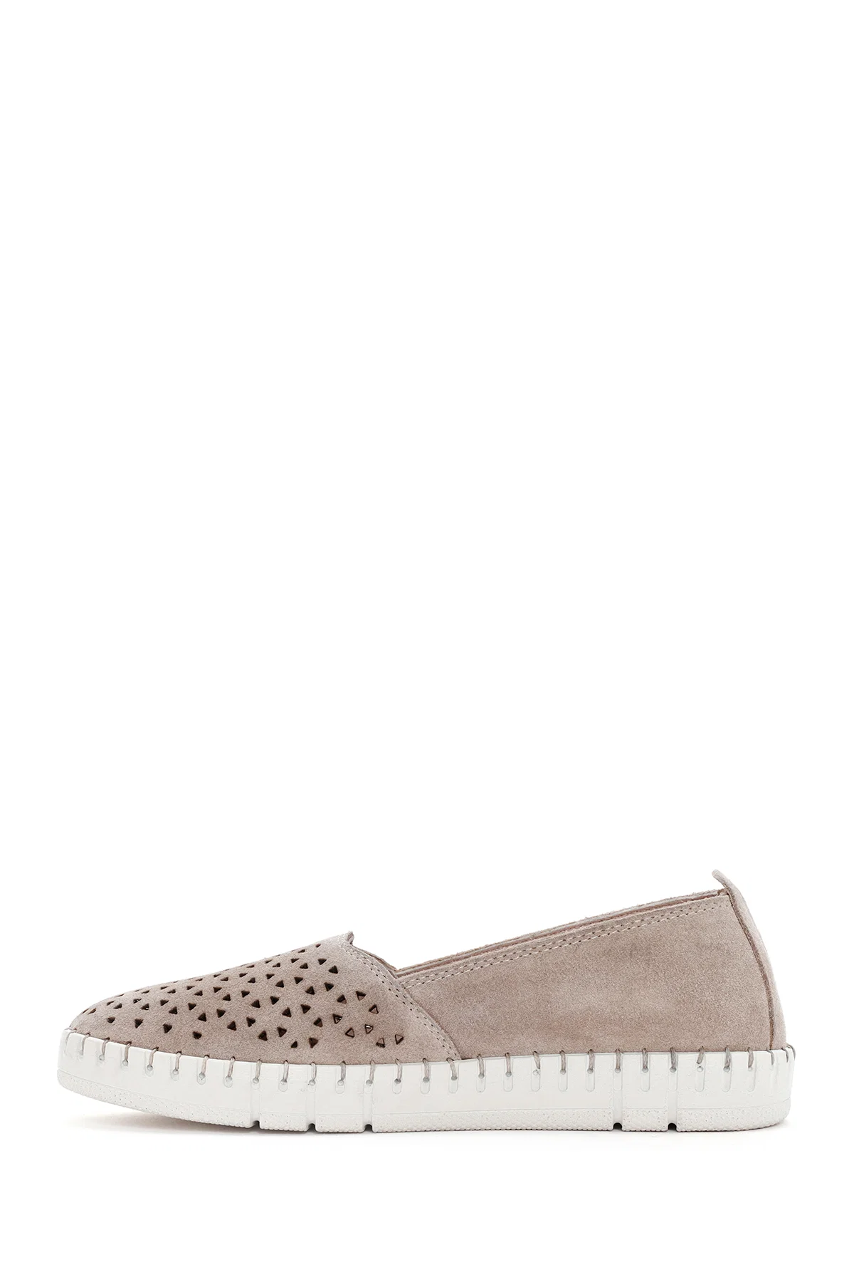 Kadın Bej Süet Deri Comfort Loafer - Image 2