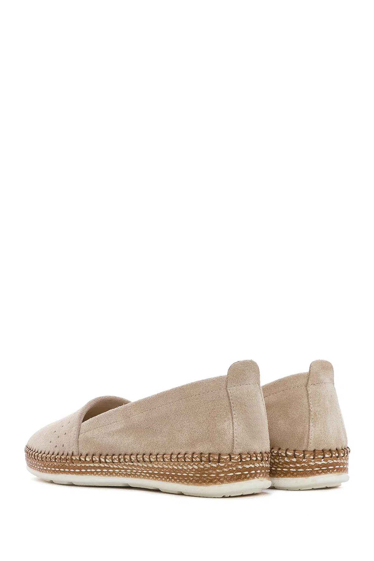 Kadın Bej Süet Deri Comfort Loafer - Image 5