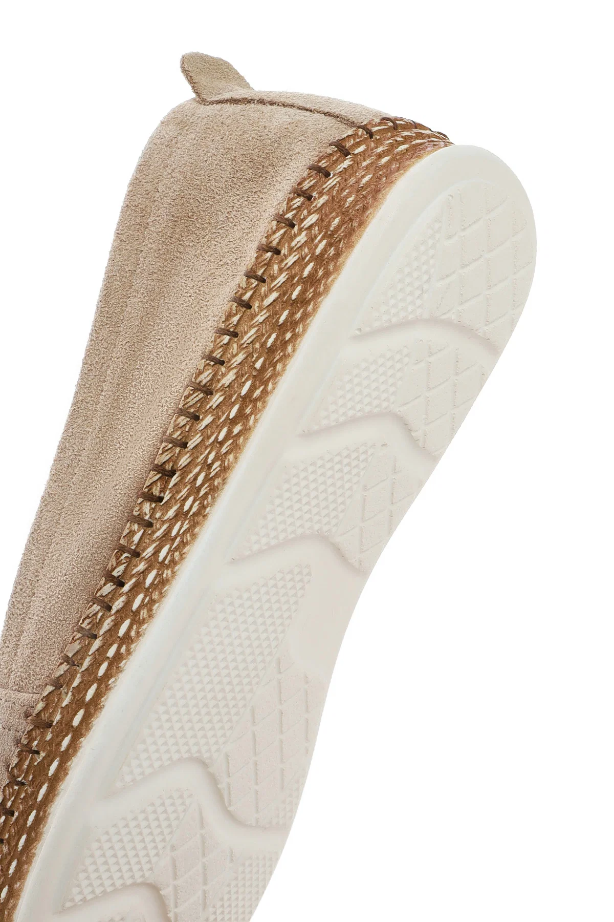 Kadın Bej Süet Deri Comfort Loafer - Image 8