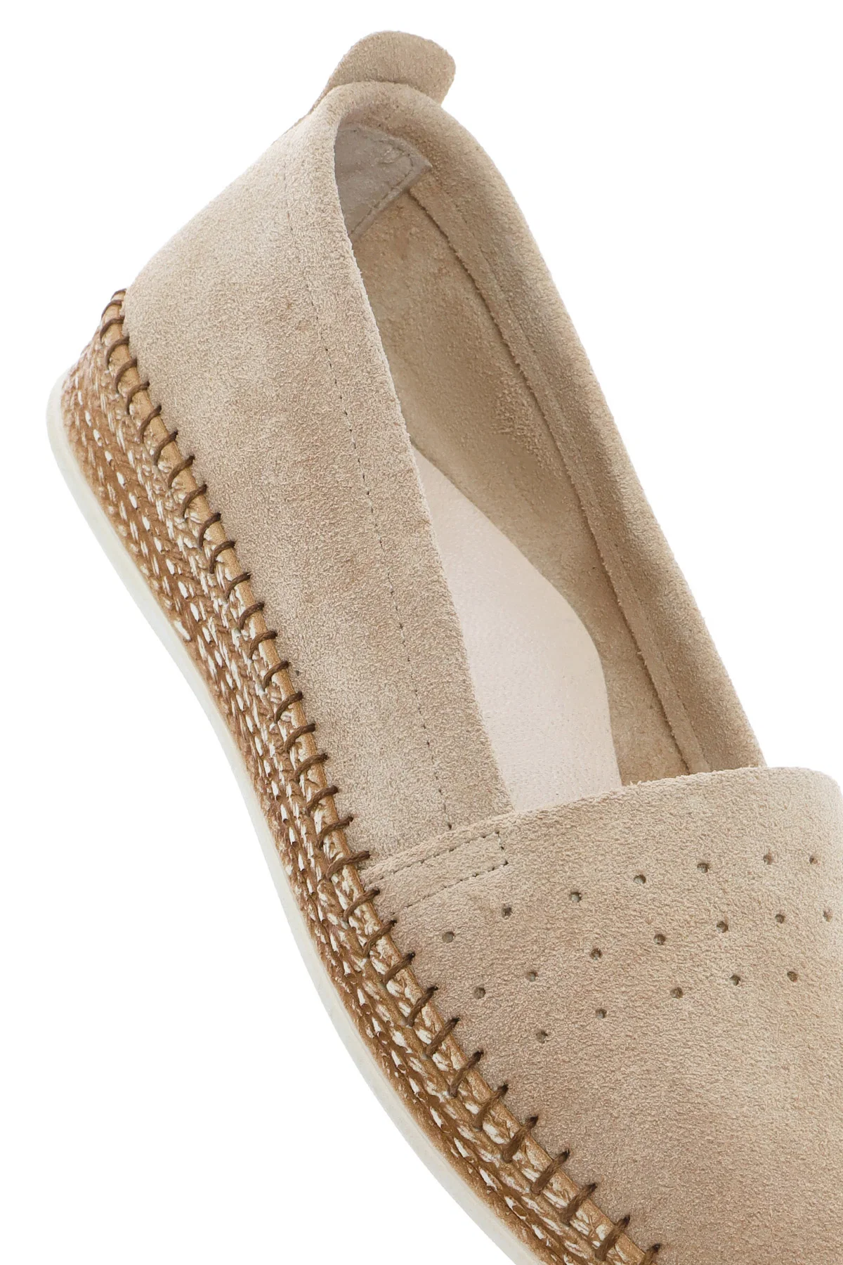 Kadın Bej Süet Deri Comfort Loafer - Image 9