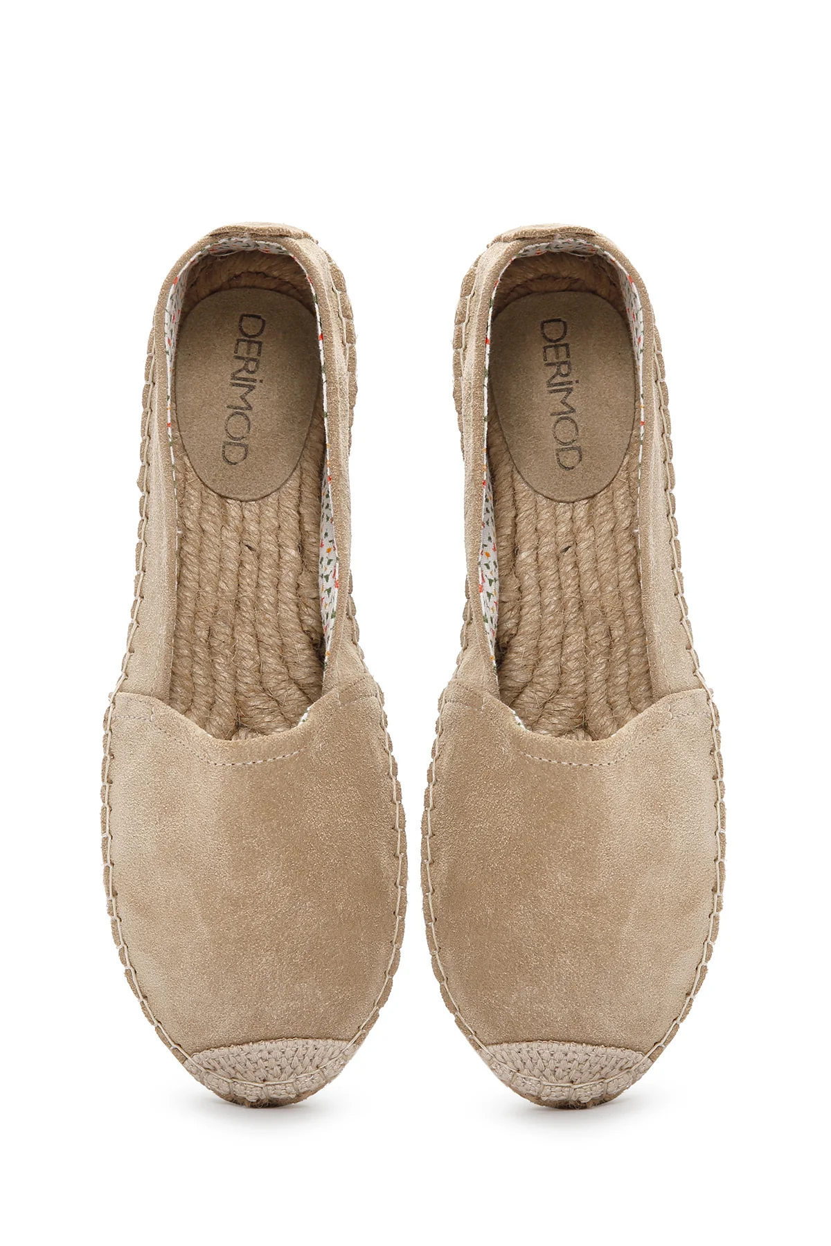 Kadın Bej Süet Deri Espadril - Image 7