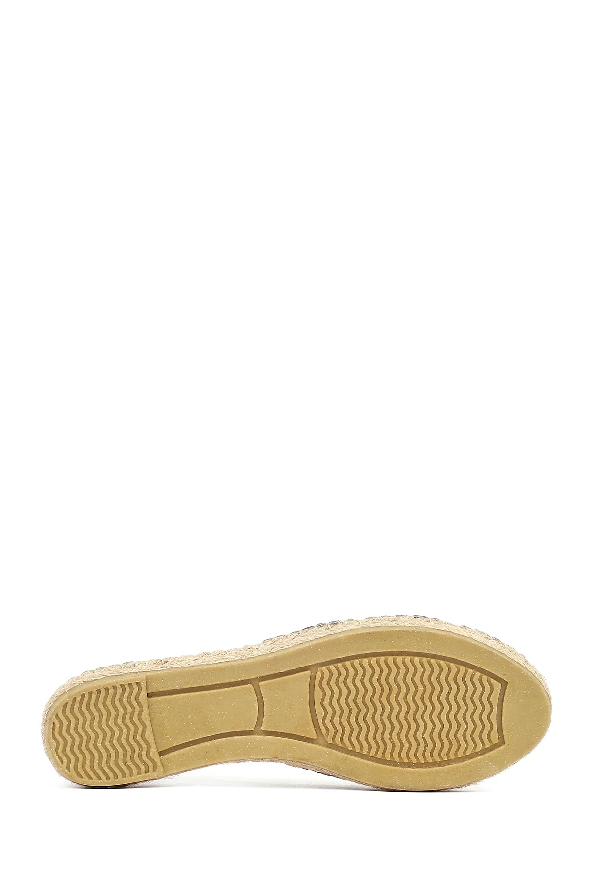 Kadın Bej Süet Deri Espadril Sandalet - Image 5