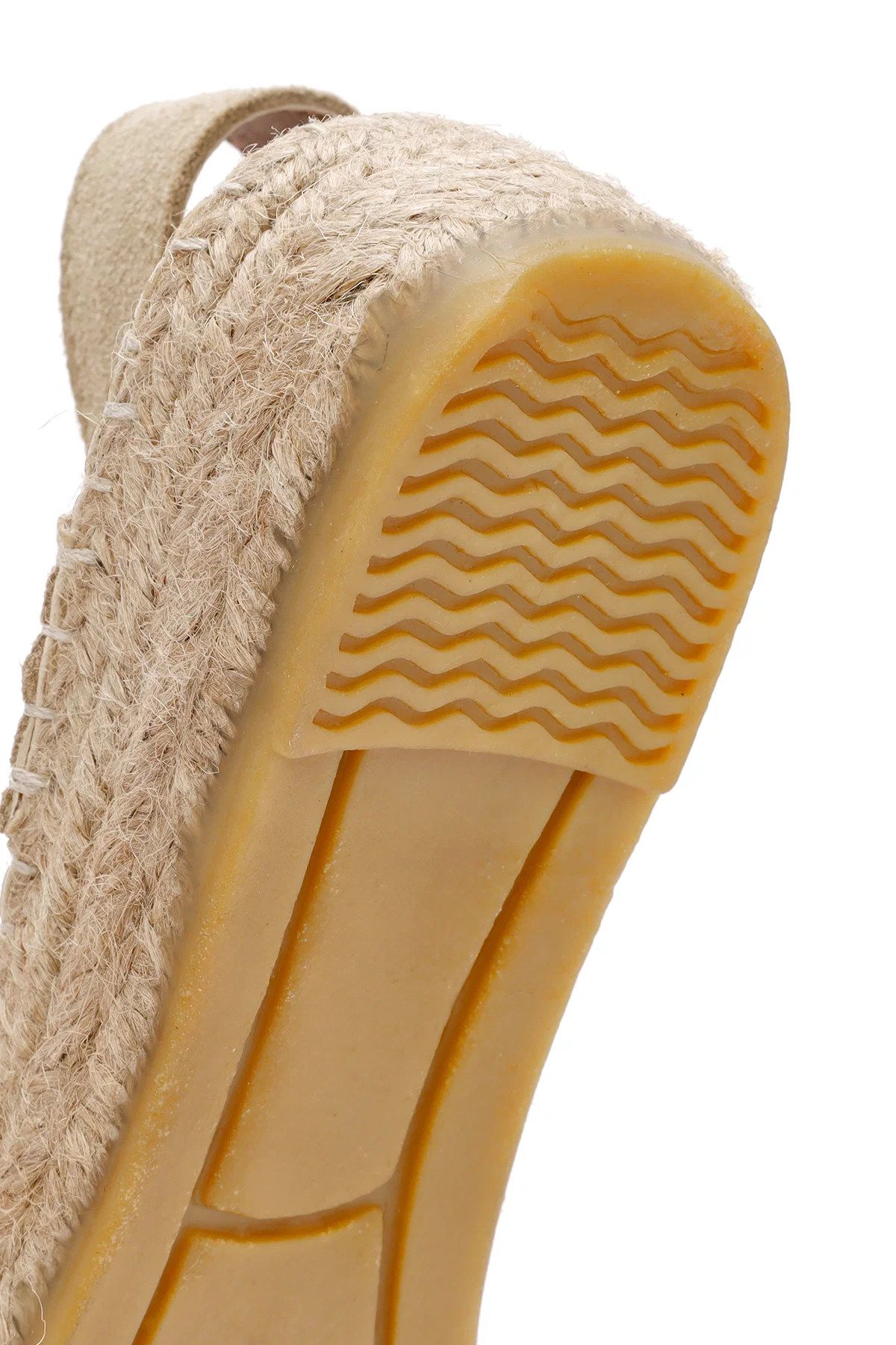 Kadın Bej Süet Deri Espadril Sandalet - Image 8