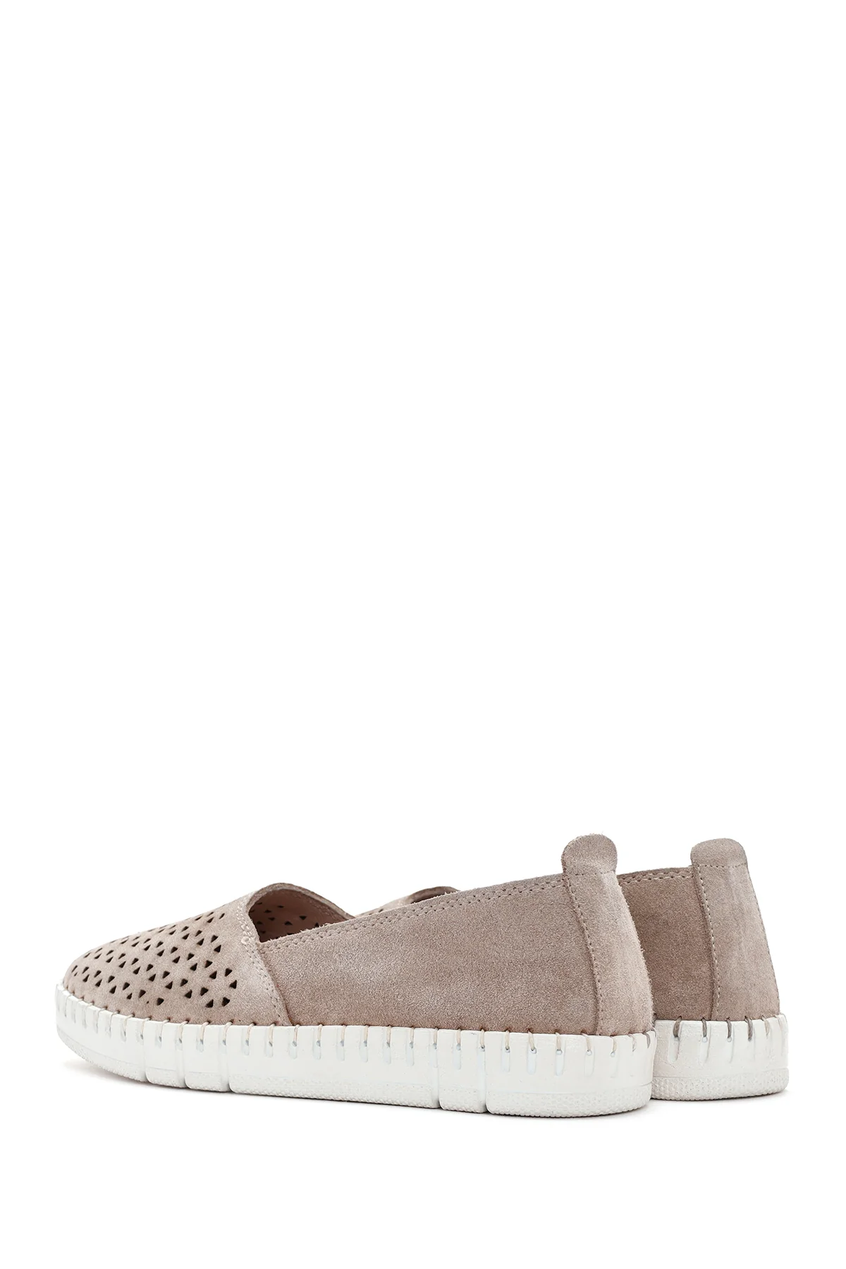Kadın Bej Süet Deri Konfor Loafer - Image 6