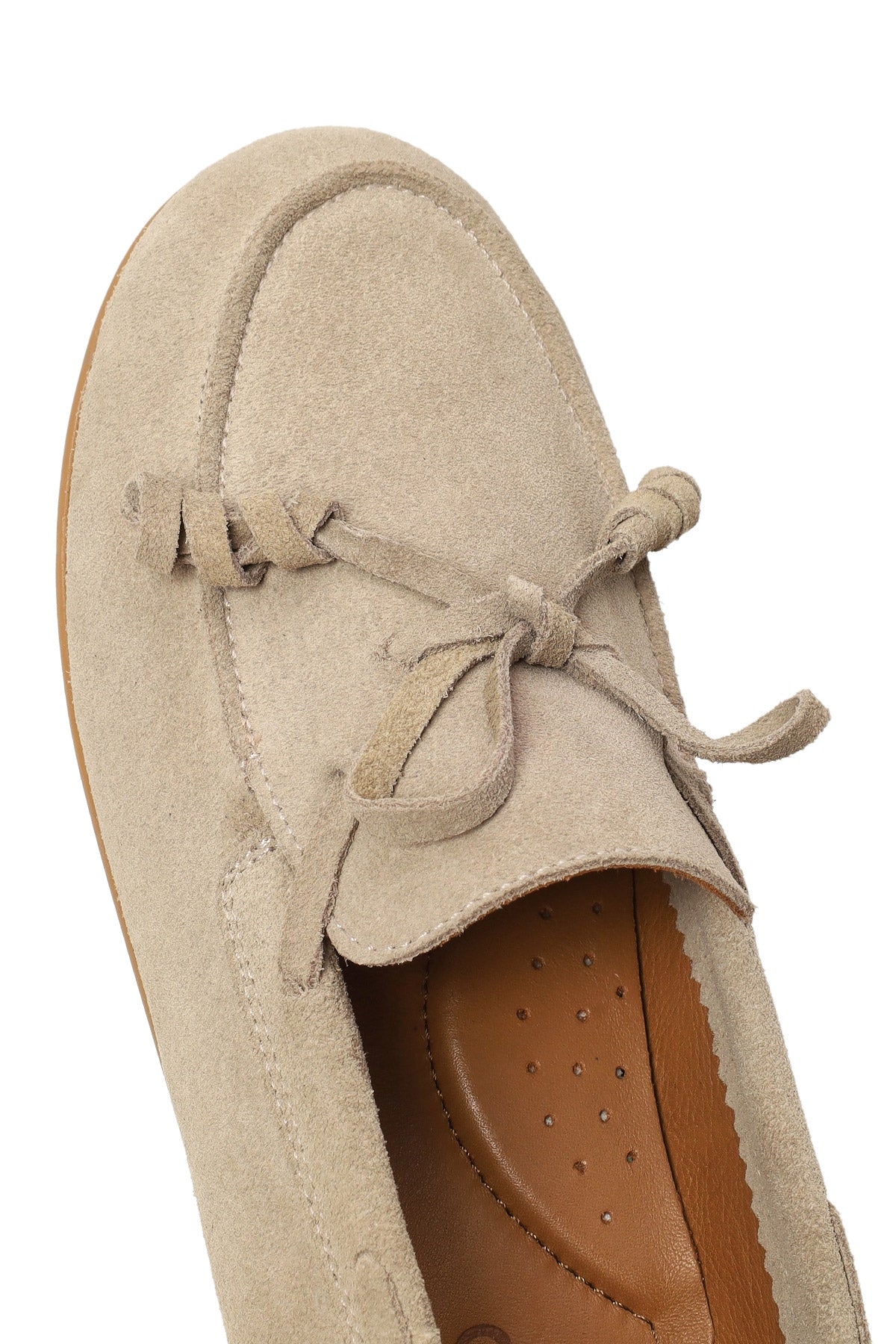 Kadın Bej Süet Deri Loafer - Image 11