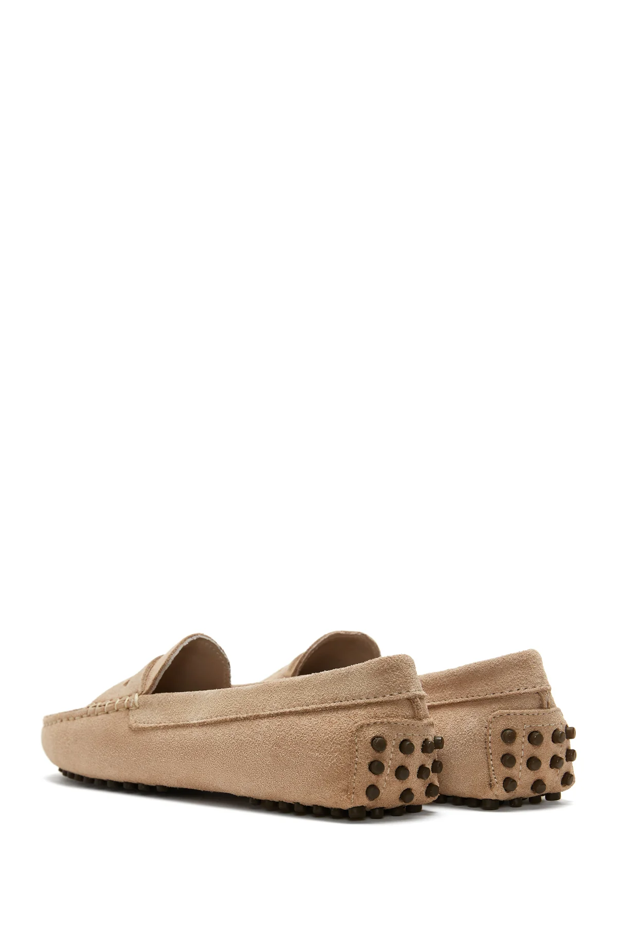 Kadın Bej Süet Deri Loafer - Image 6