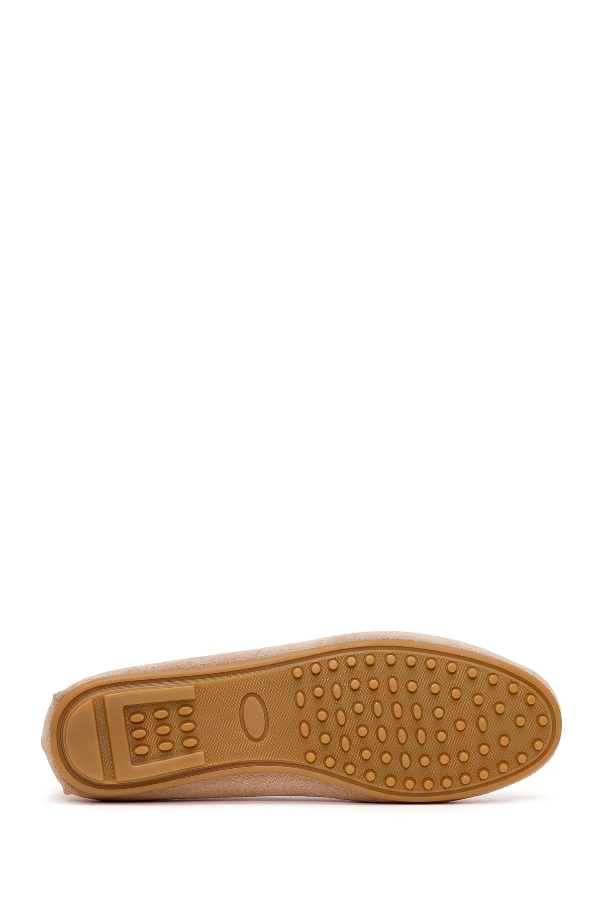 Kadın Bej Süet Deri Loafer - Image 5