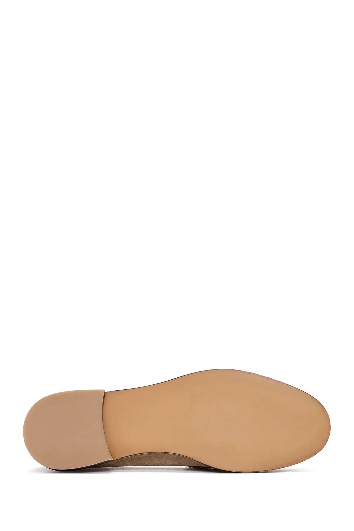 Kadın Bej Süet Deri Maskülen Loafer - Image 4
