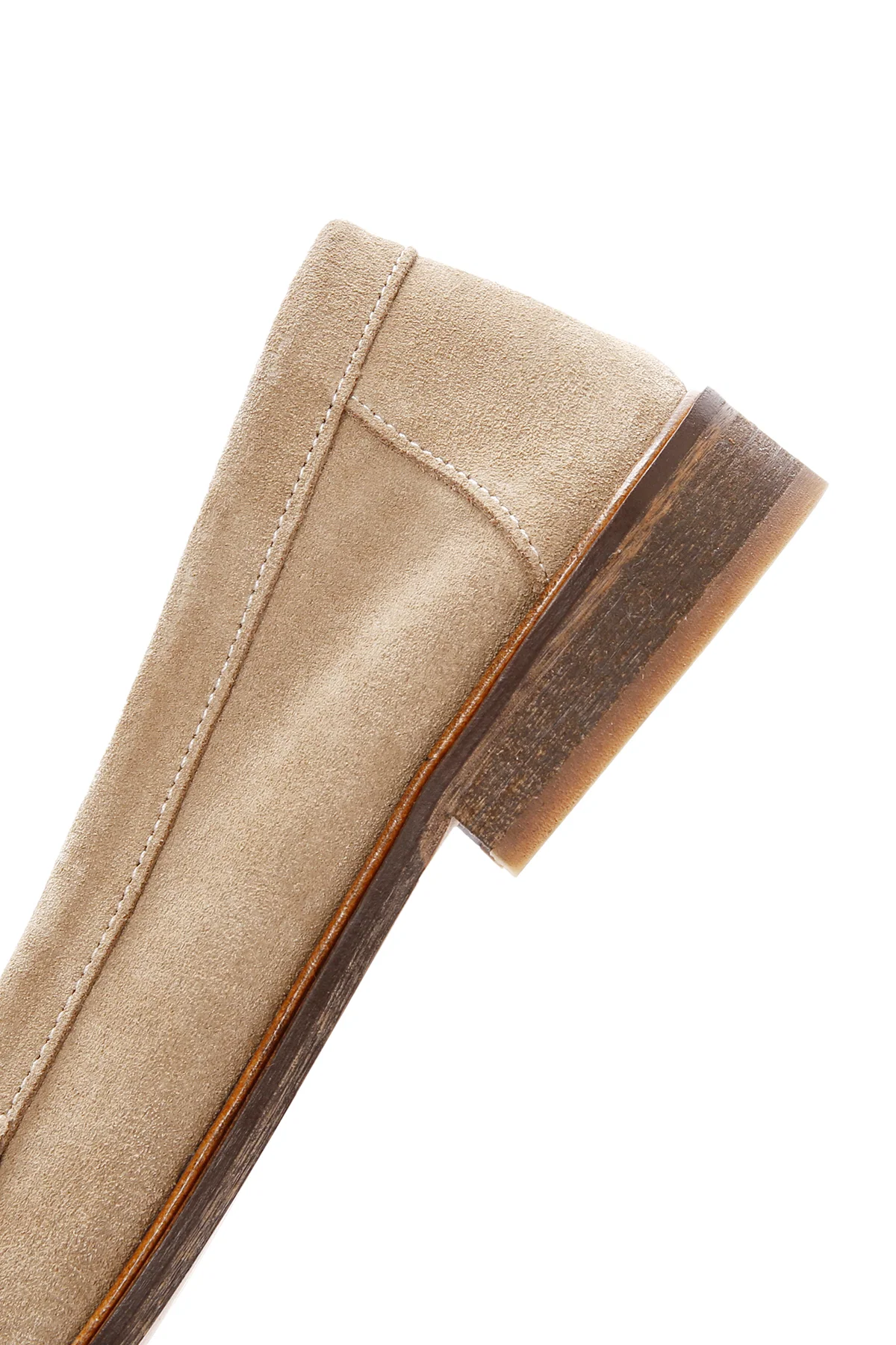 Kadın Bej Süet Deri Maskülen Loafer - Image 8