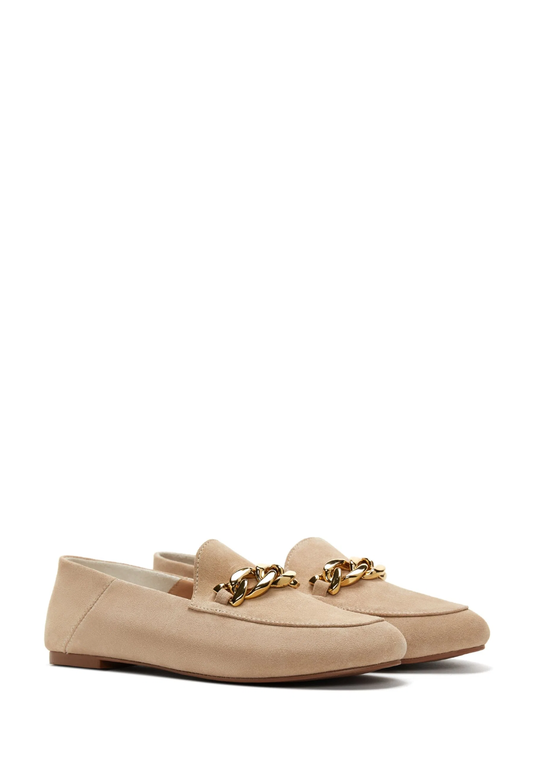 Kadın Bej Süet Deri Maskülen Loafer - Image 3