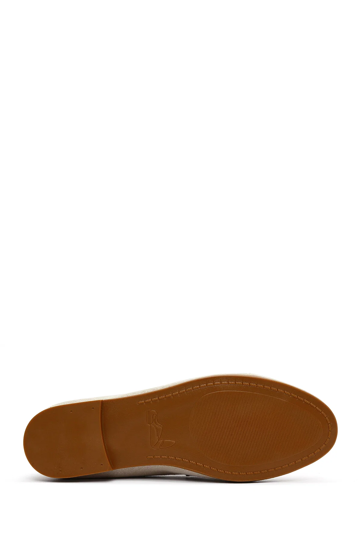 Kadın Bej Süet Deri Maskülen Loafer - Image 4