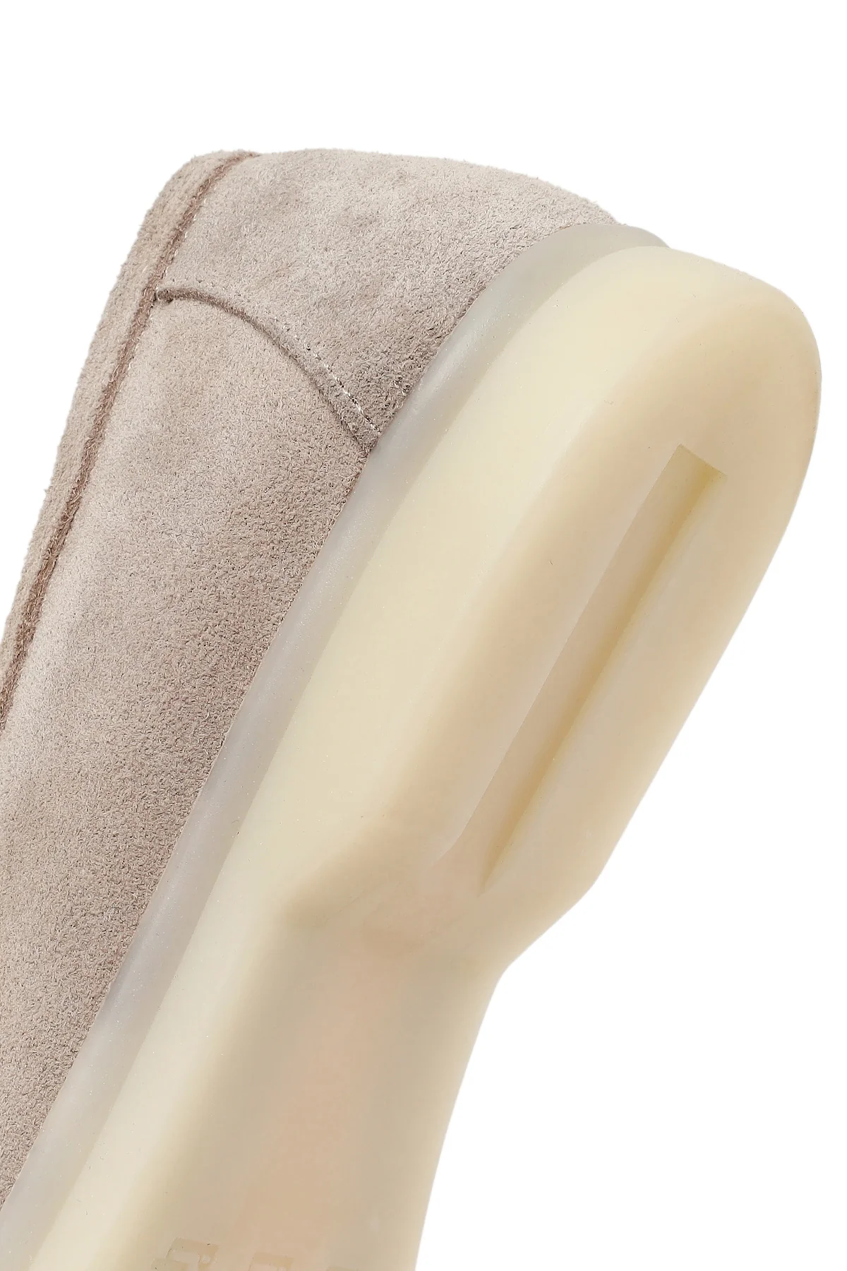 Kadın Bej Süet Deri Maskülen Loafer - Image 8