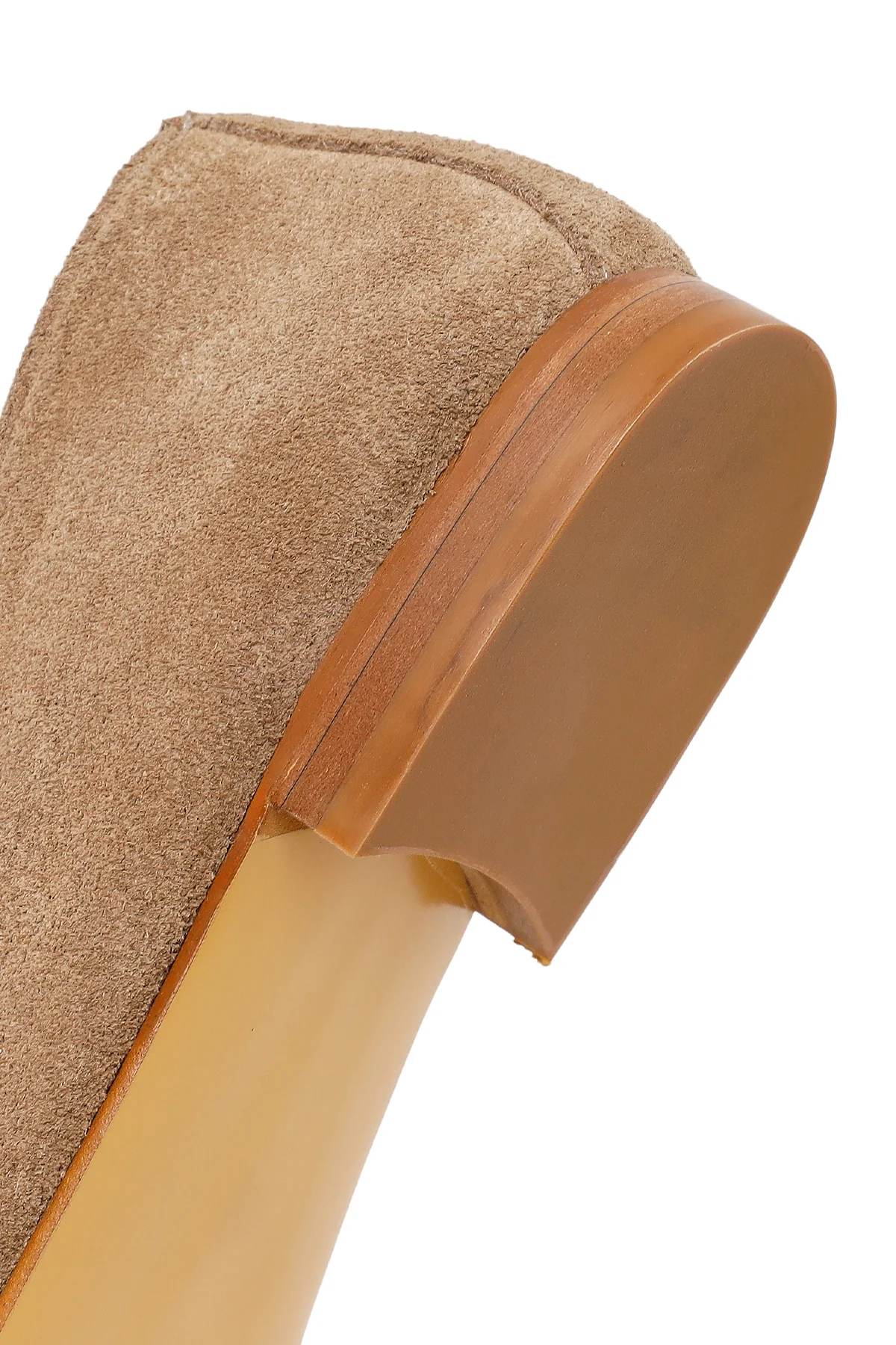 Kadın Bej Süet Deri Maskülen Loafer - Image 8