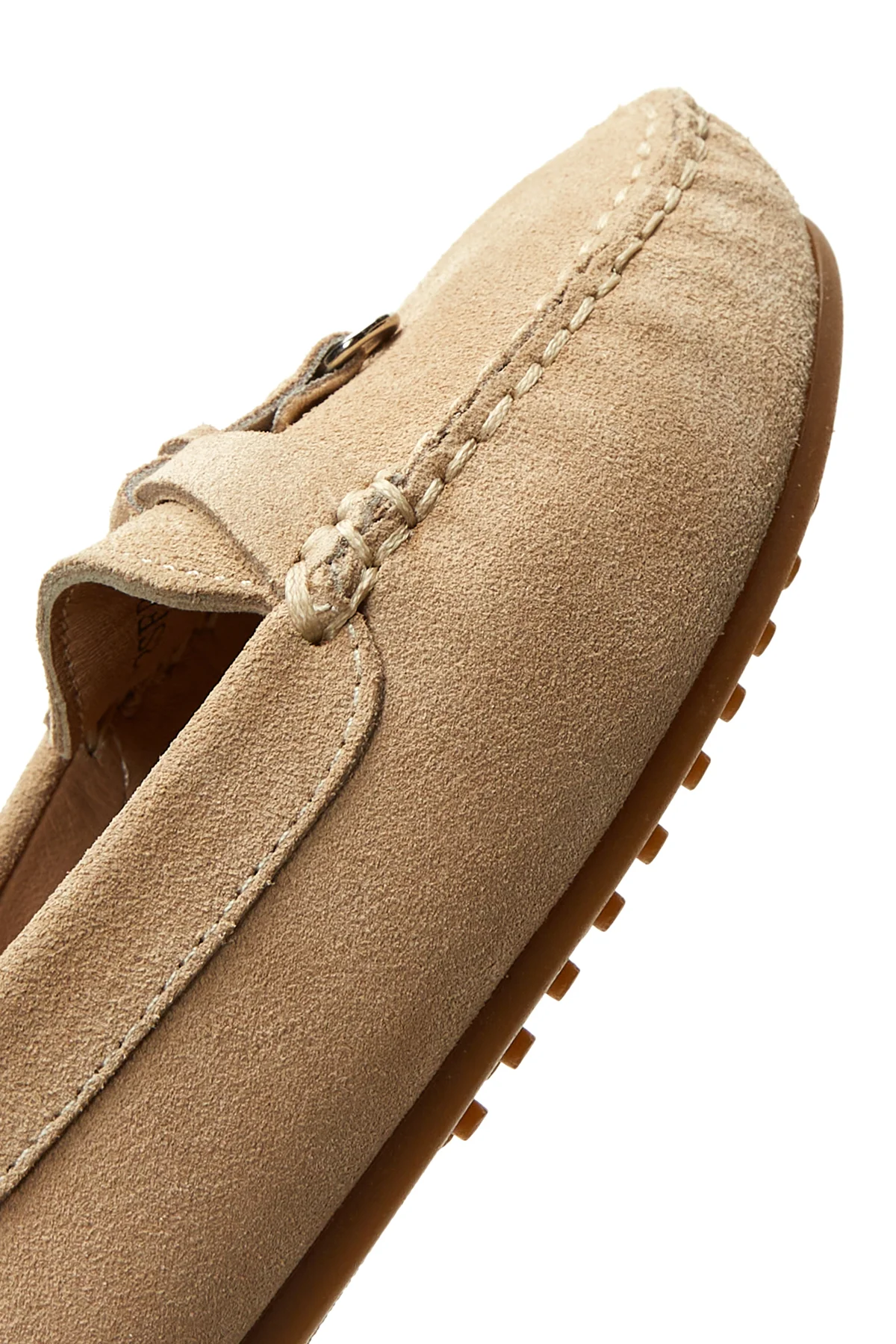Kadın Bej Süet Deri Püsküllü Loafer - Image 7