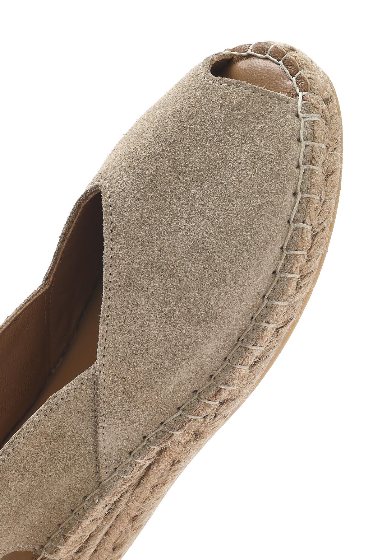 Kadın Bej Süet Espadril Sandalet - Image 10