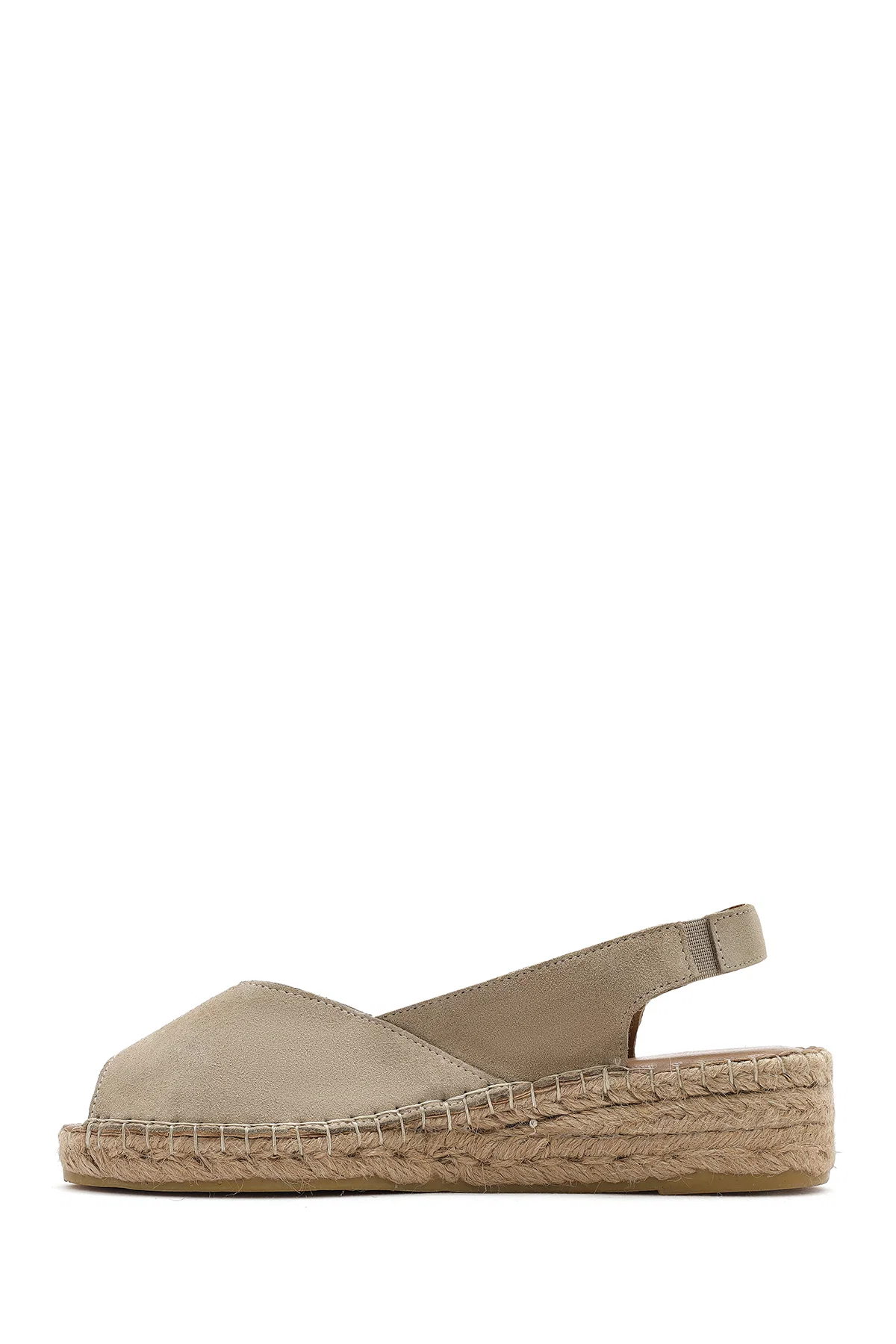 Kadın Bej Süet Espadril Sandalet - Image 2