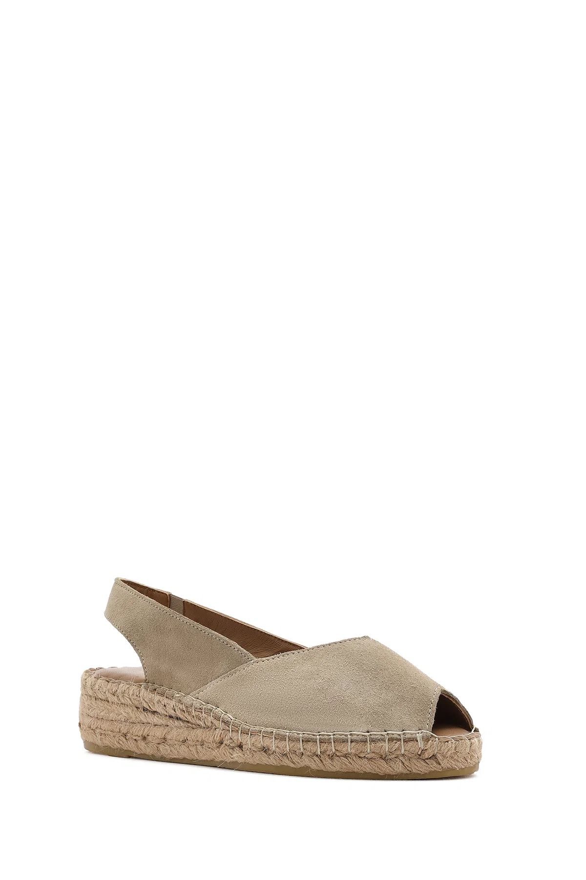 Kadın Bej Süet Espadril Sandalet - Image 6