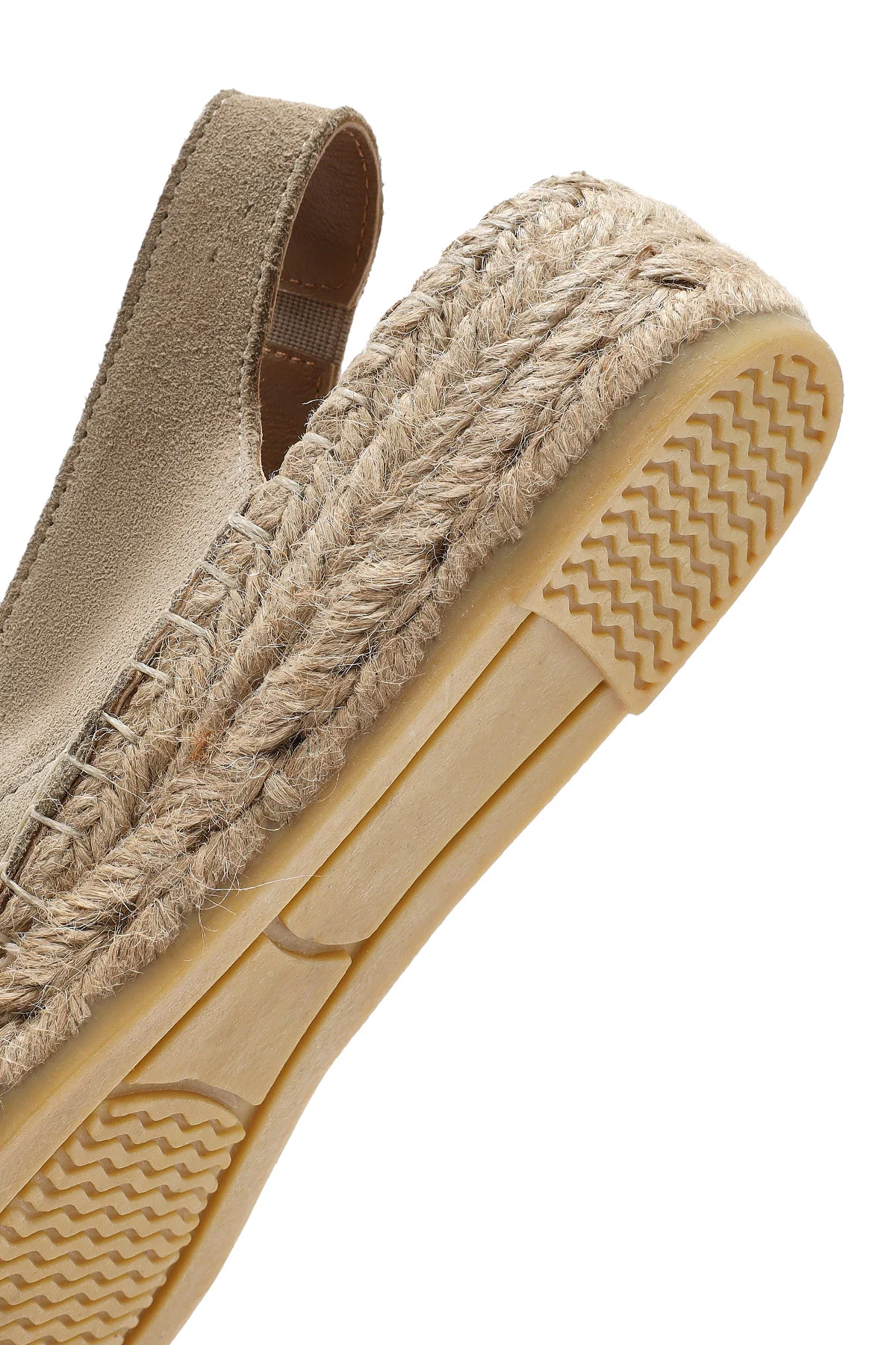 Kadın Bej Süet Espadril Sandalet - Image 8