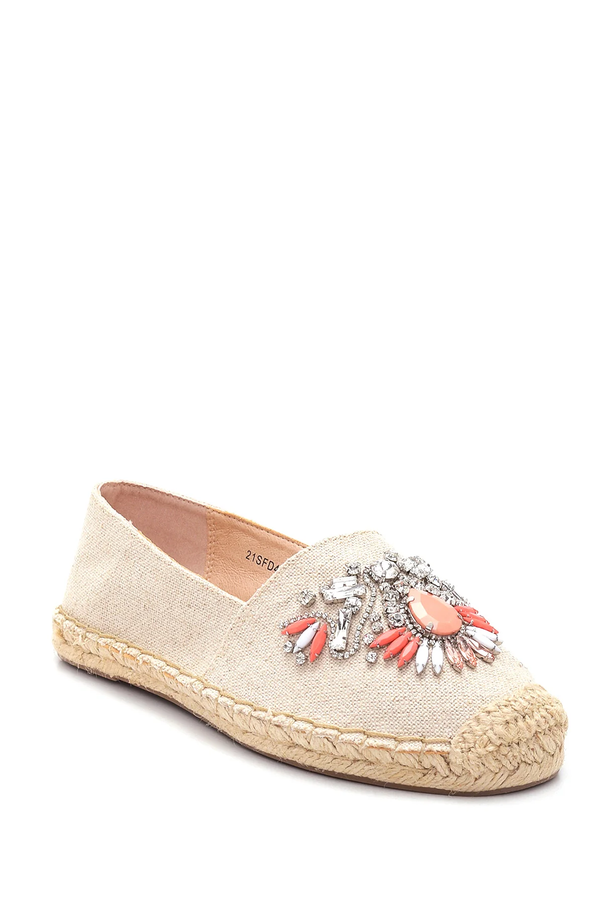 Kadın Bej Taşlı Espadril - Image 3