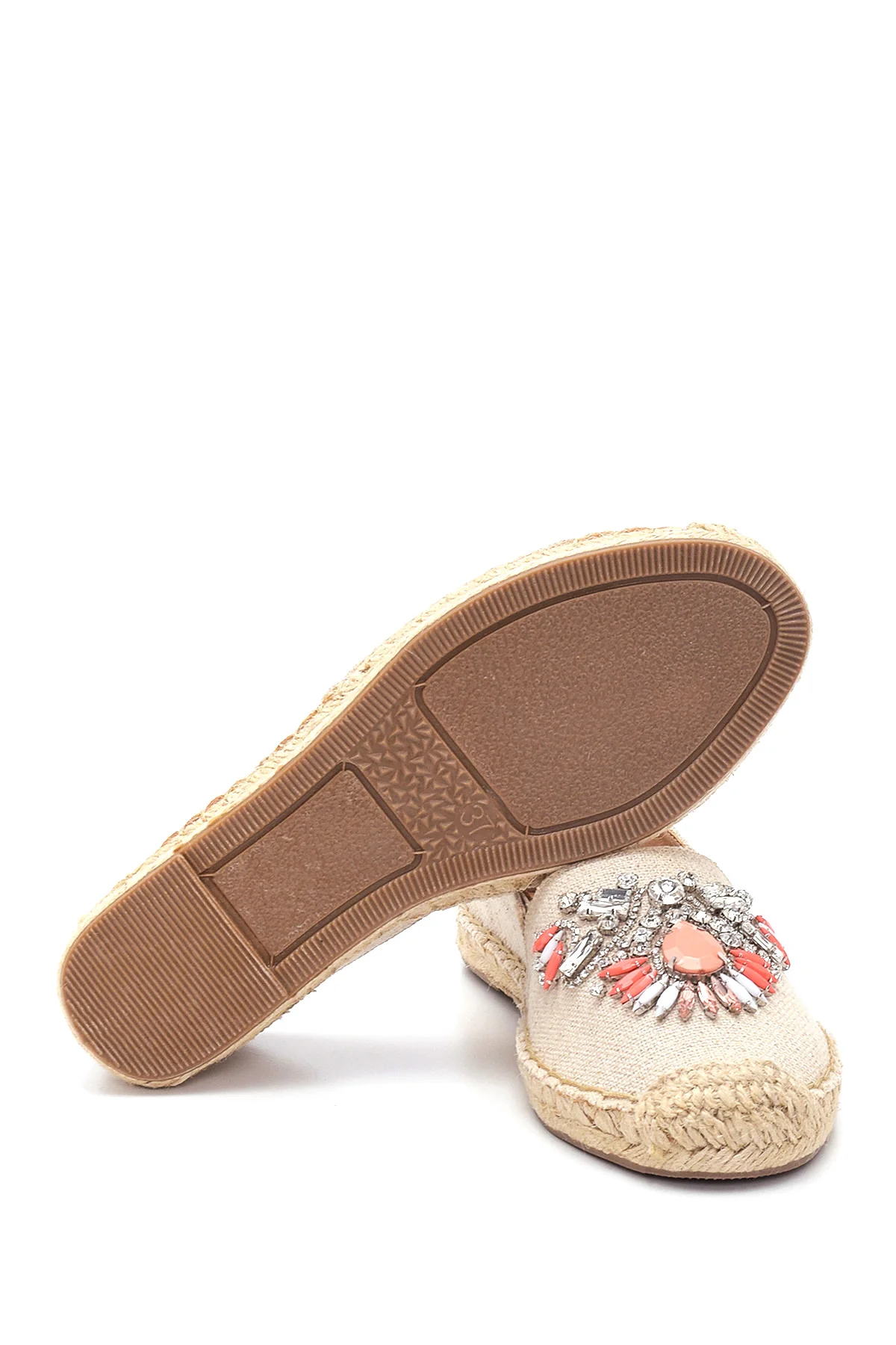 Kadın Bej Taşlı Espadril - Image 4