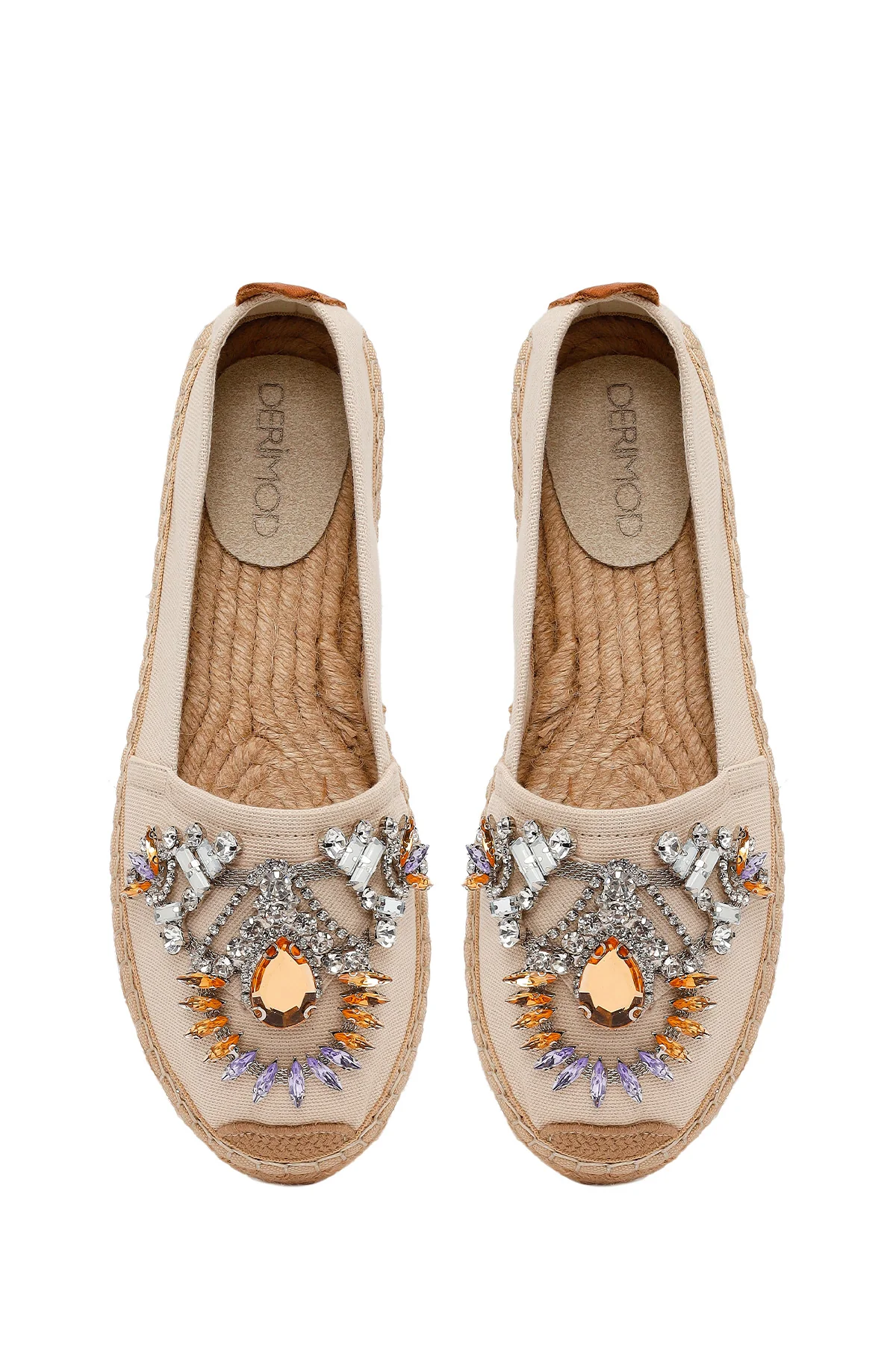 Kadın Bej Taşlı Espadril - Image 4