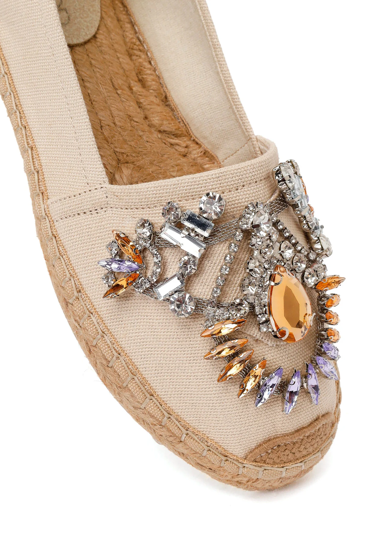 Kadın Bej Taşlı Espadril - Image 8