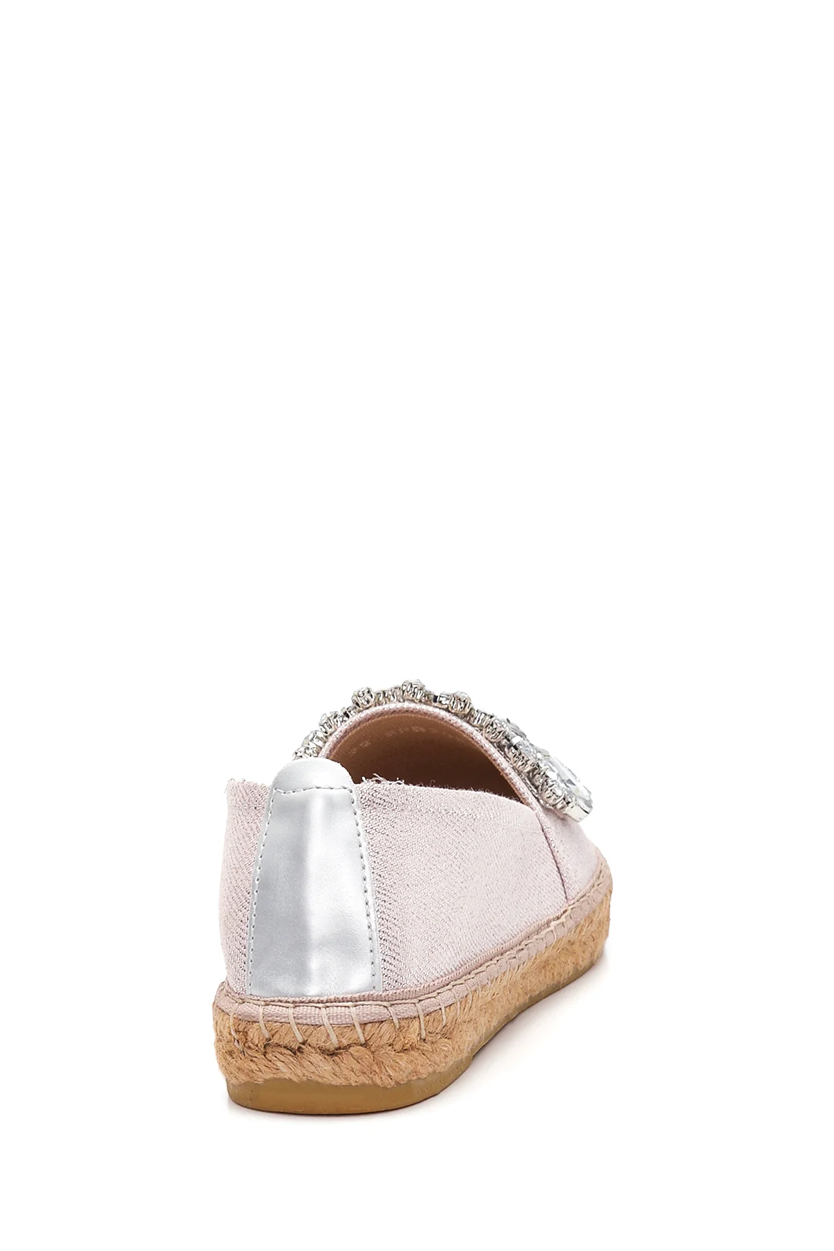 Kadın Bej Taşlı Hasır Taban Espadril - Image 5