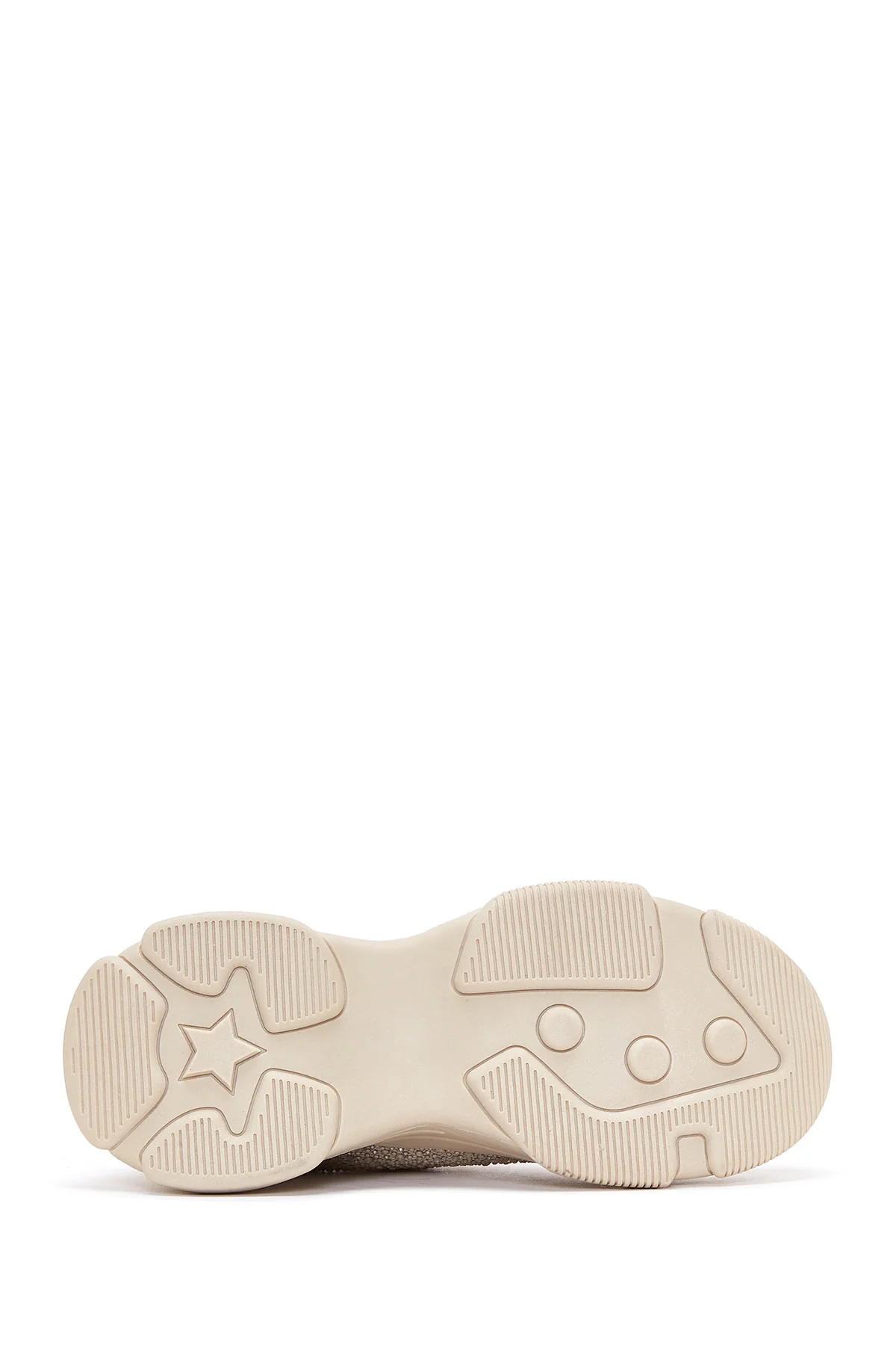 Kadın Bej Taşlı Kalın Tabanlı Sneaker - Image 4