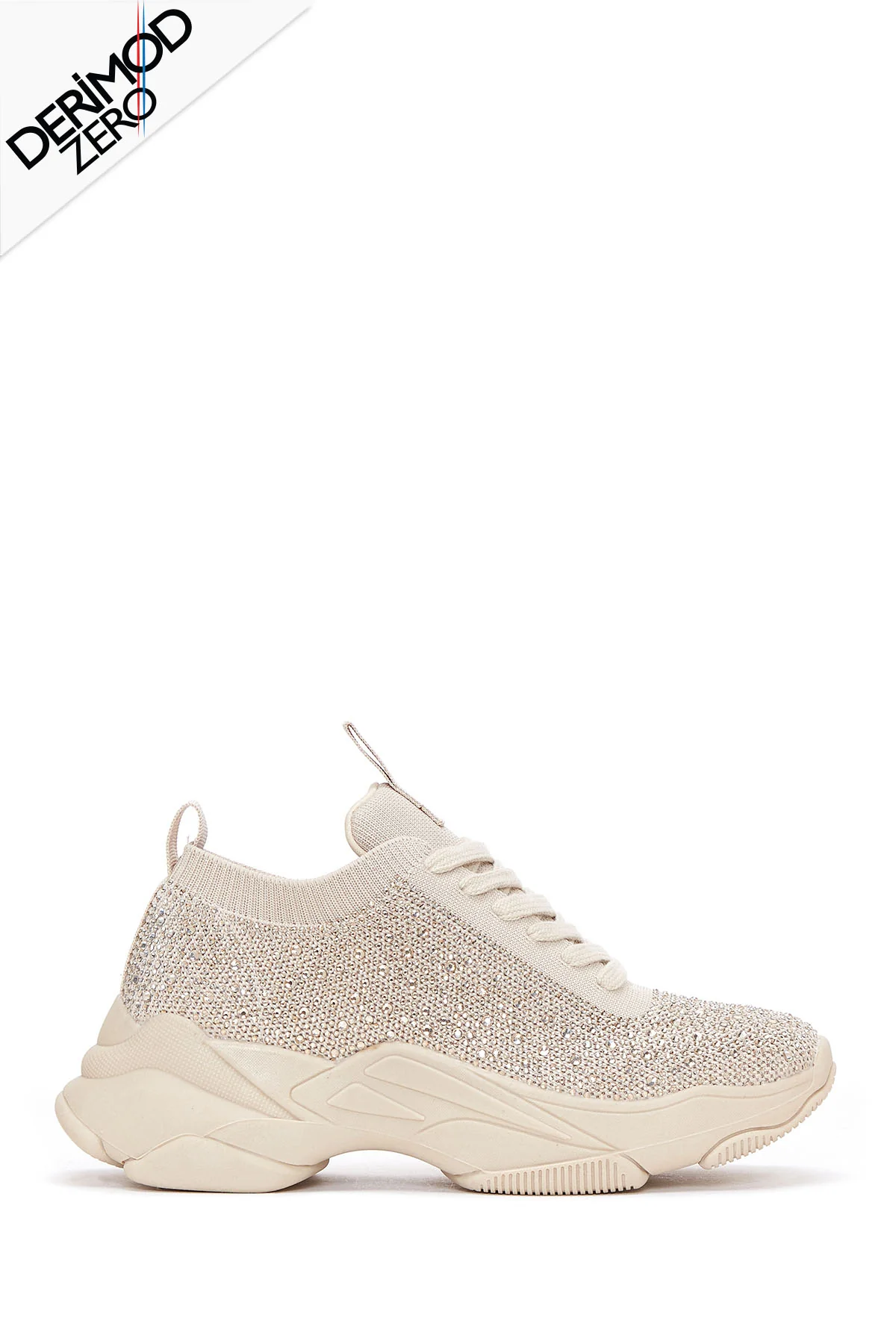 Kadın Bej Taşlı Kalın Tabanlı Sneaker - Image 6