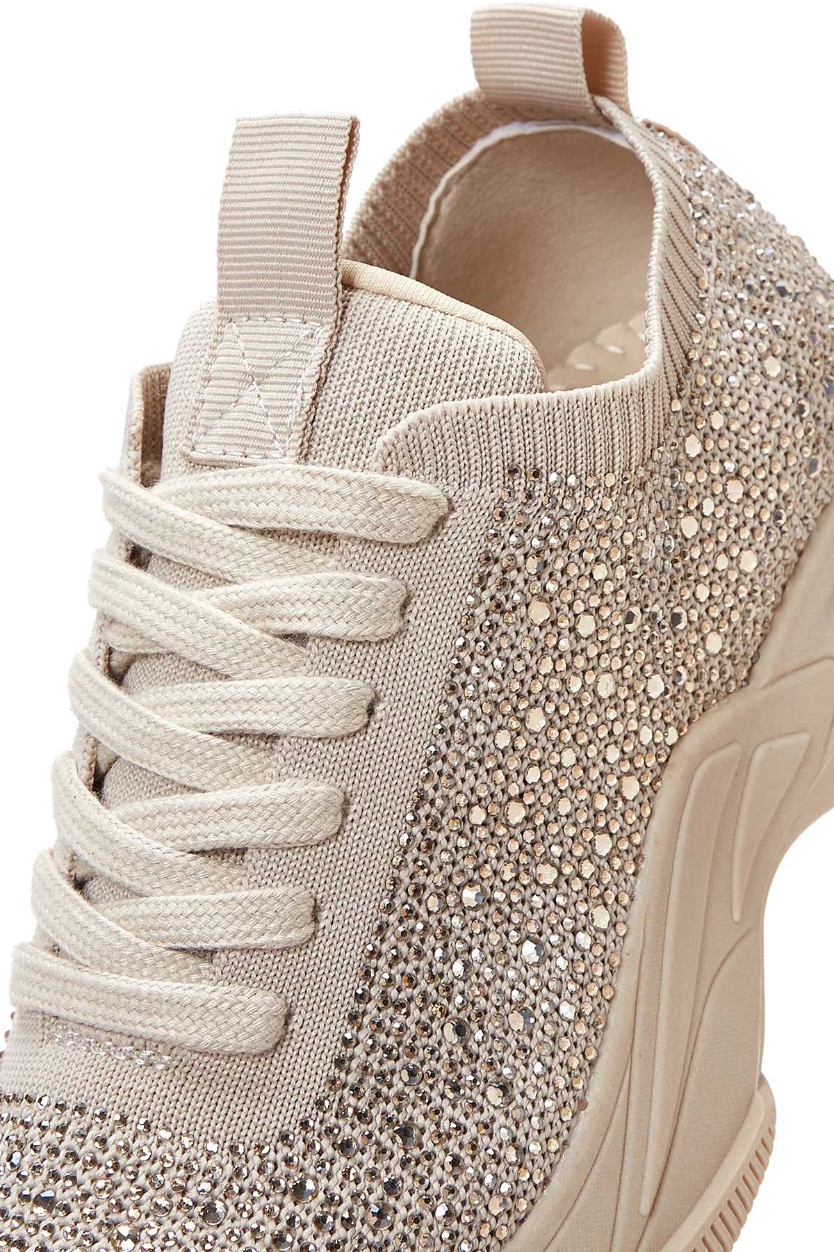 Kadın Bej Taşlı Kalın Tabanlı Sneaker - Image 9