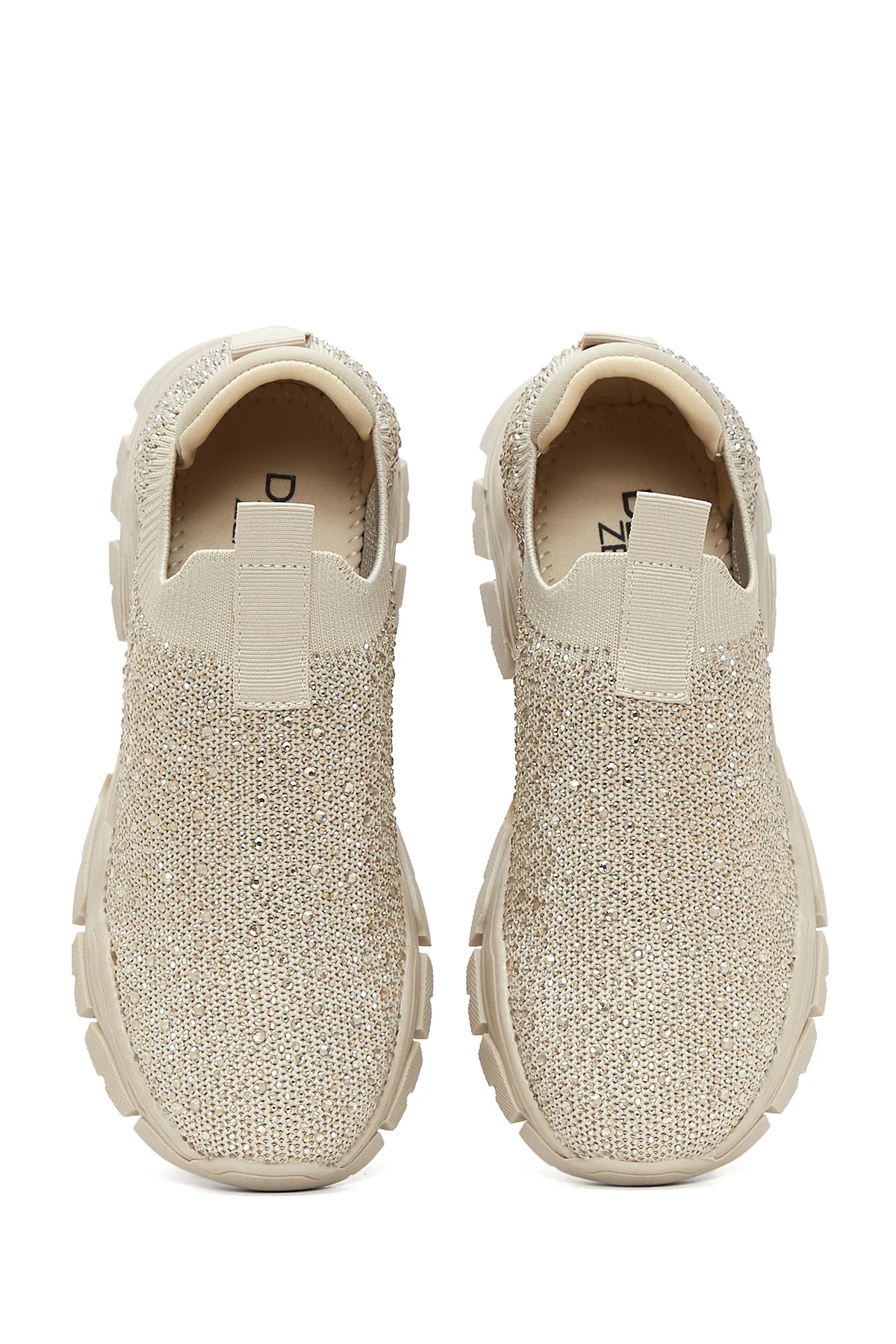 Kadın Bej Taşlı Kalın Tabanlı Sneaker - Image 7