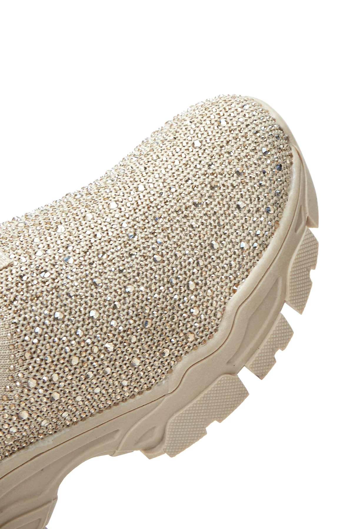 Kadın Bej Taşlı Kalın Tabanlı Sneaker - Image 8