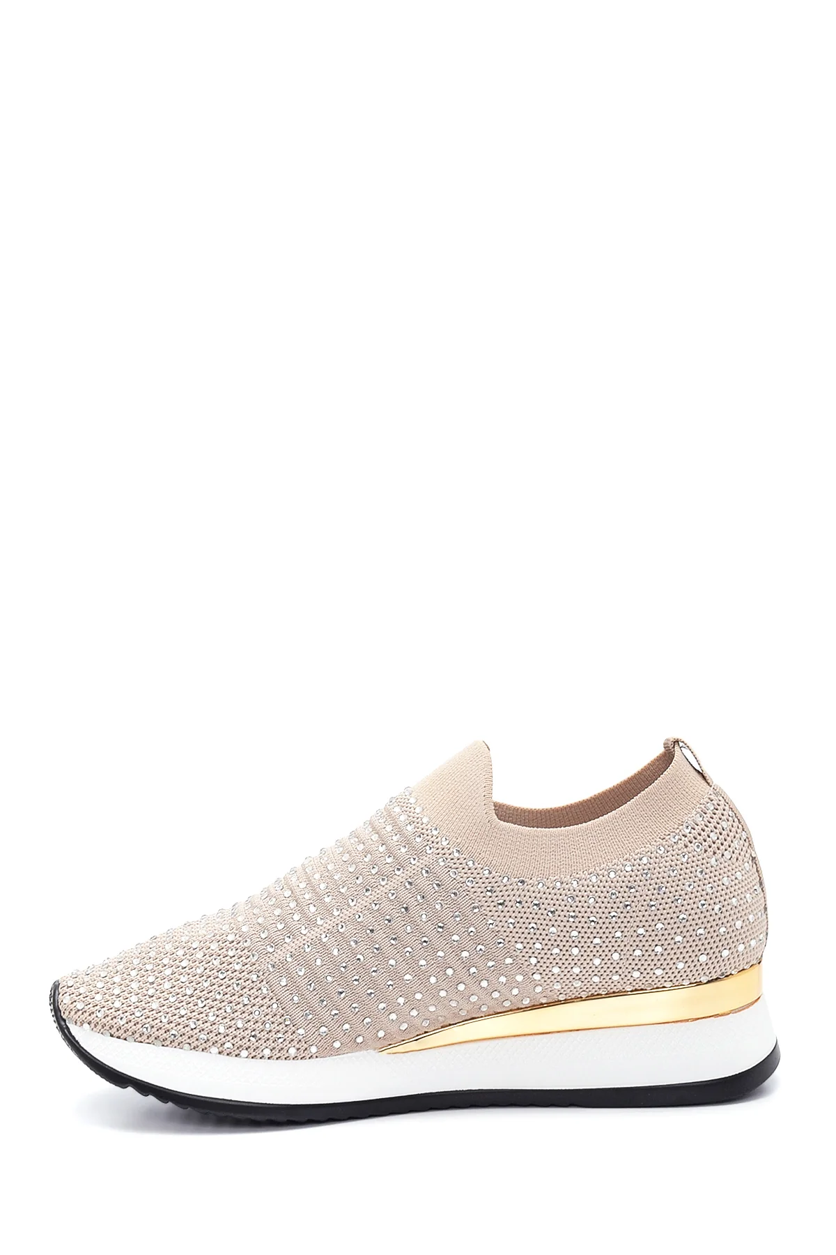 Kadın Bej Taşlı Sneaker - Image 2