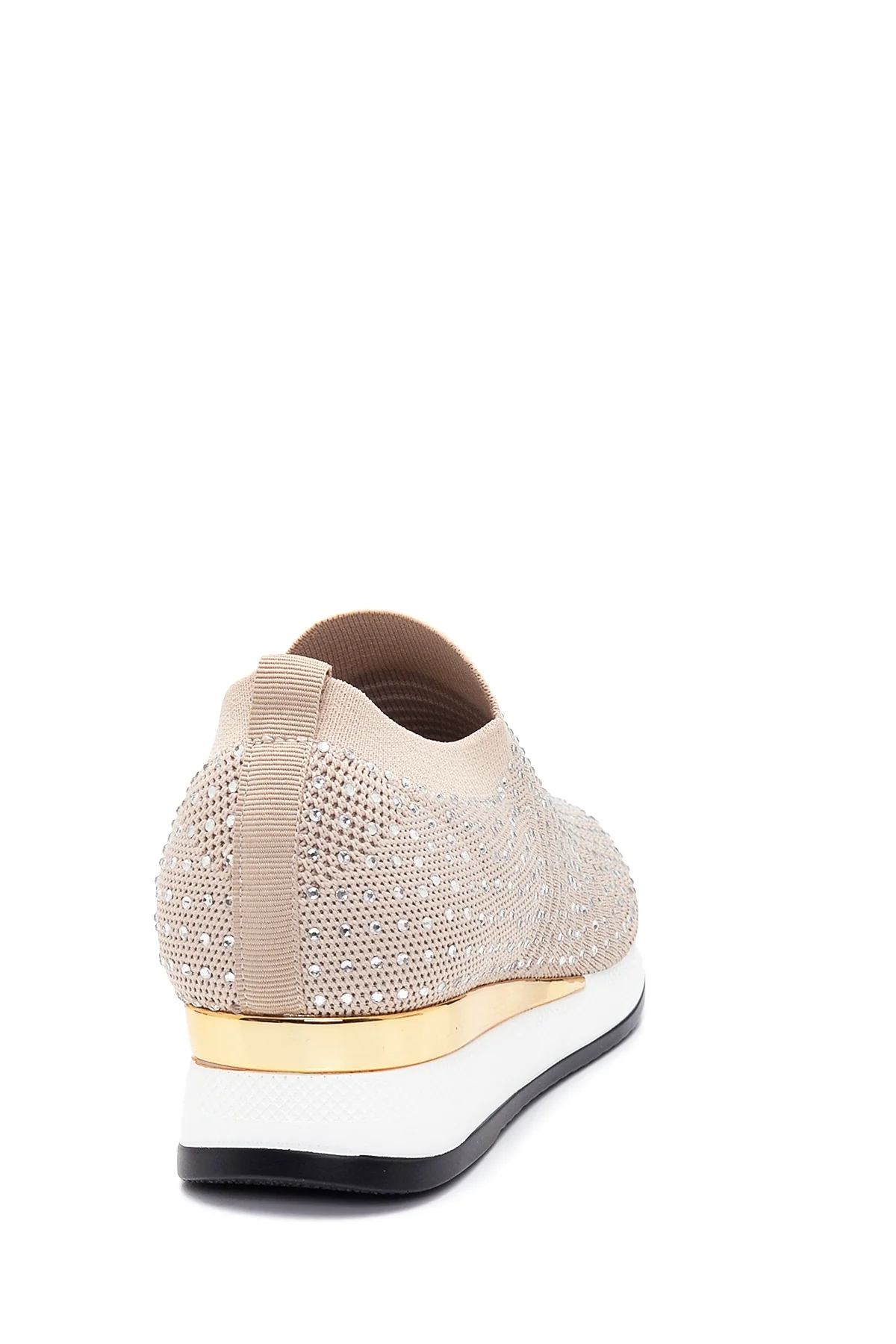 Kadın Bej Taşlı Sneaker - Image 5