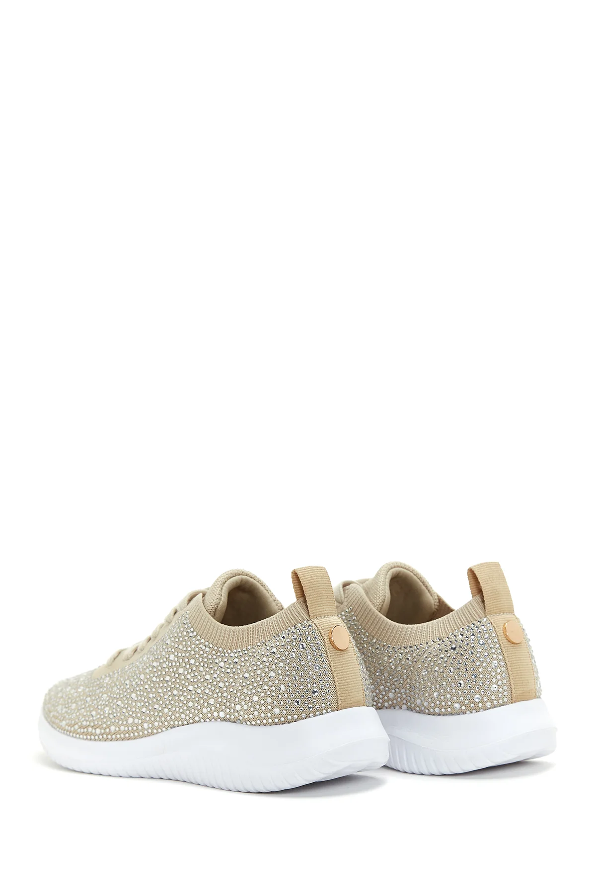 Kadın Bej Taşlı Sneaker - Image 5