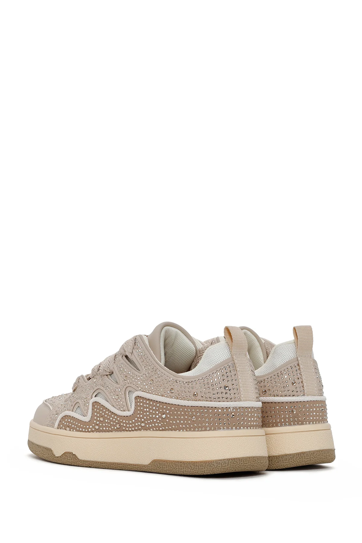 Kadın Bej Taşlı Sneaker - Image 5