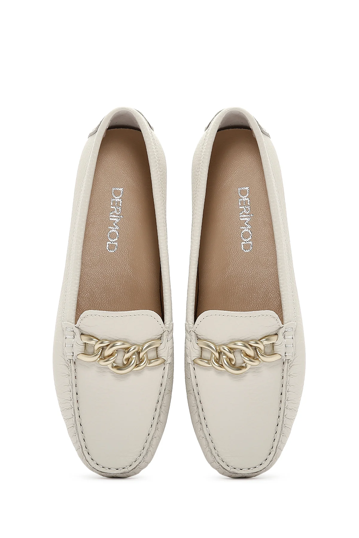 Kadın Bej Toka Detaylı Deri Casual Loafer - Image 6