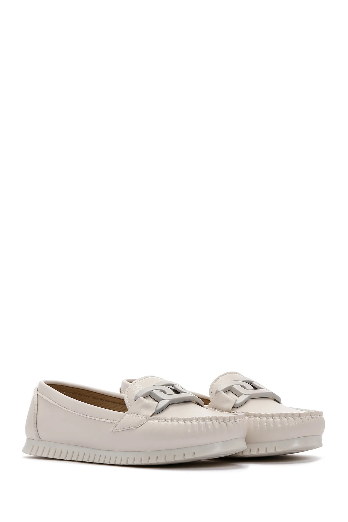 Kadın Bej Toka Detaylı Loafer - Image 3