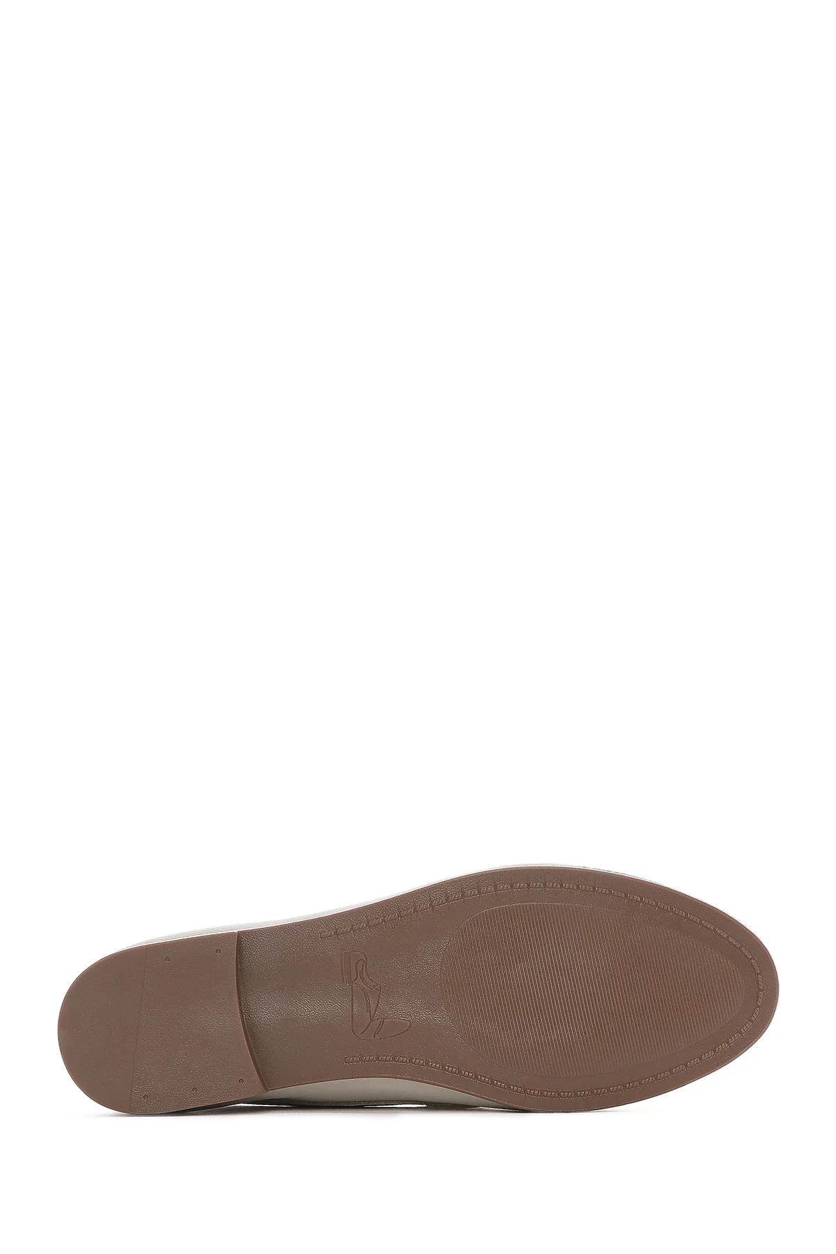 Kadın Bej Tokalı Deri Maskülen Loafer - Image 5
