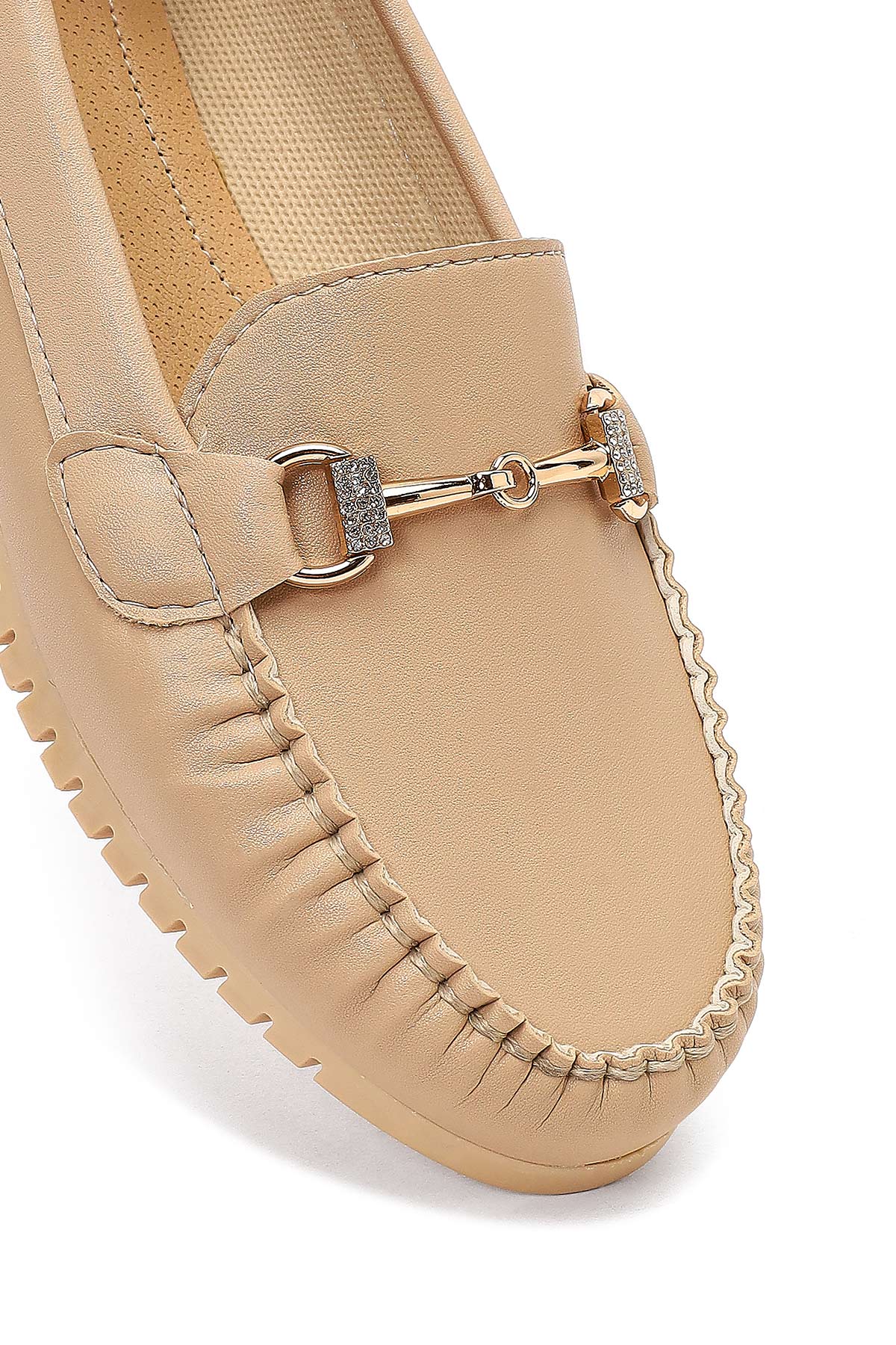 Kadın Bej Tokalı Loafer - Image 9